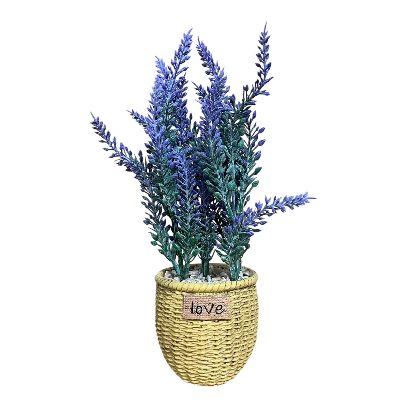 24cm Artificial Purple Lavender Plant In Resin Pot