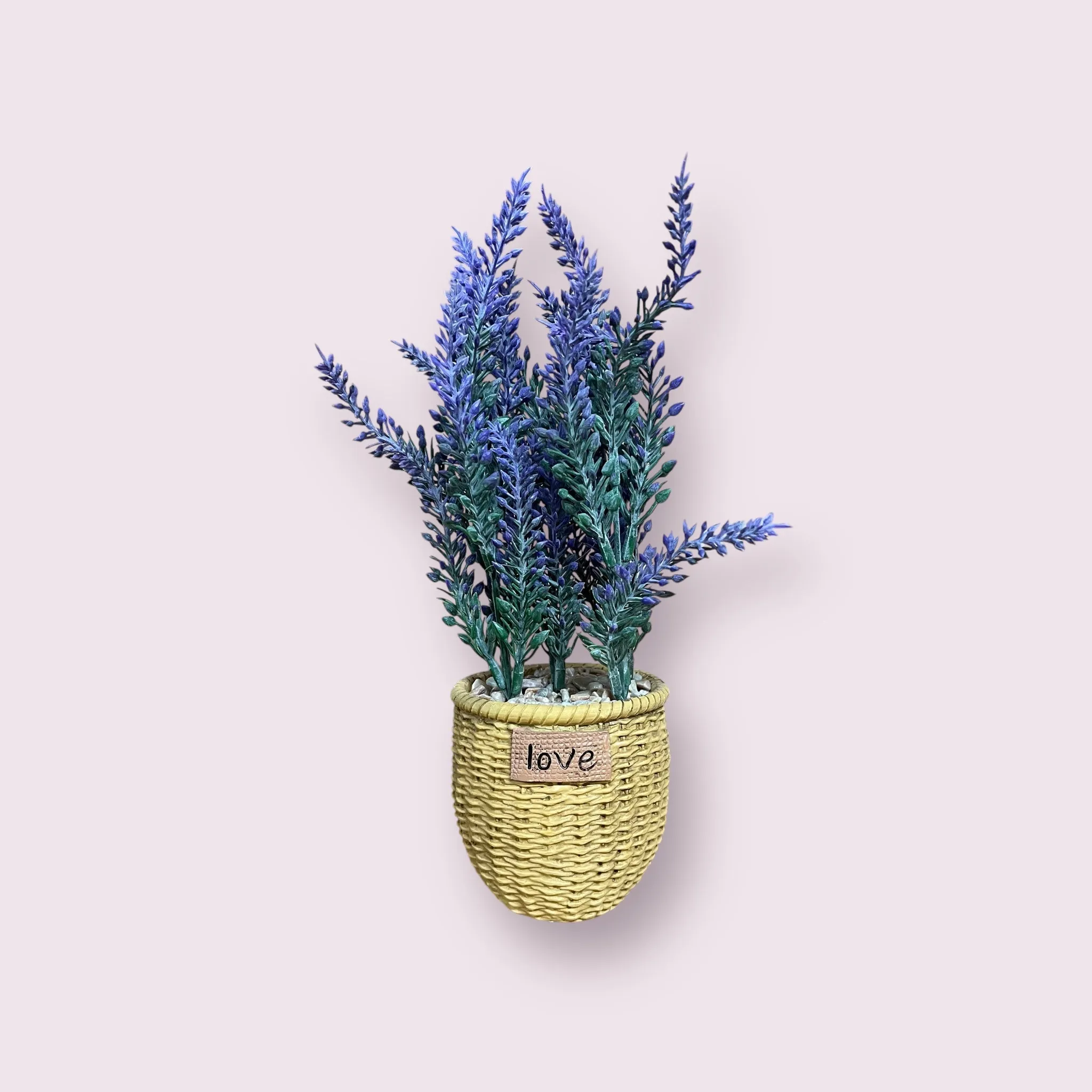 24cm Artificial Purple Lavender Plant In Resin Pot