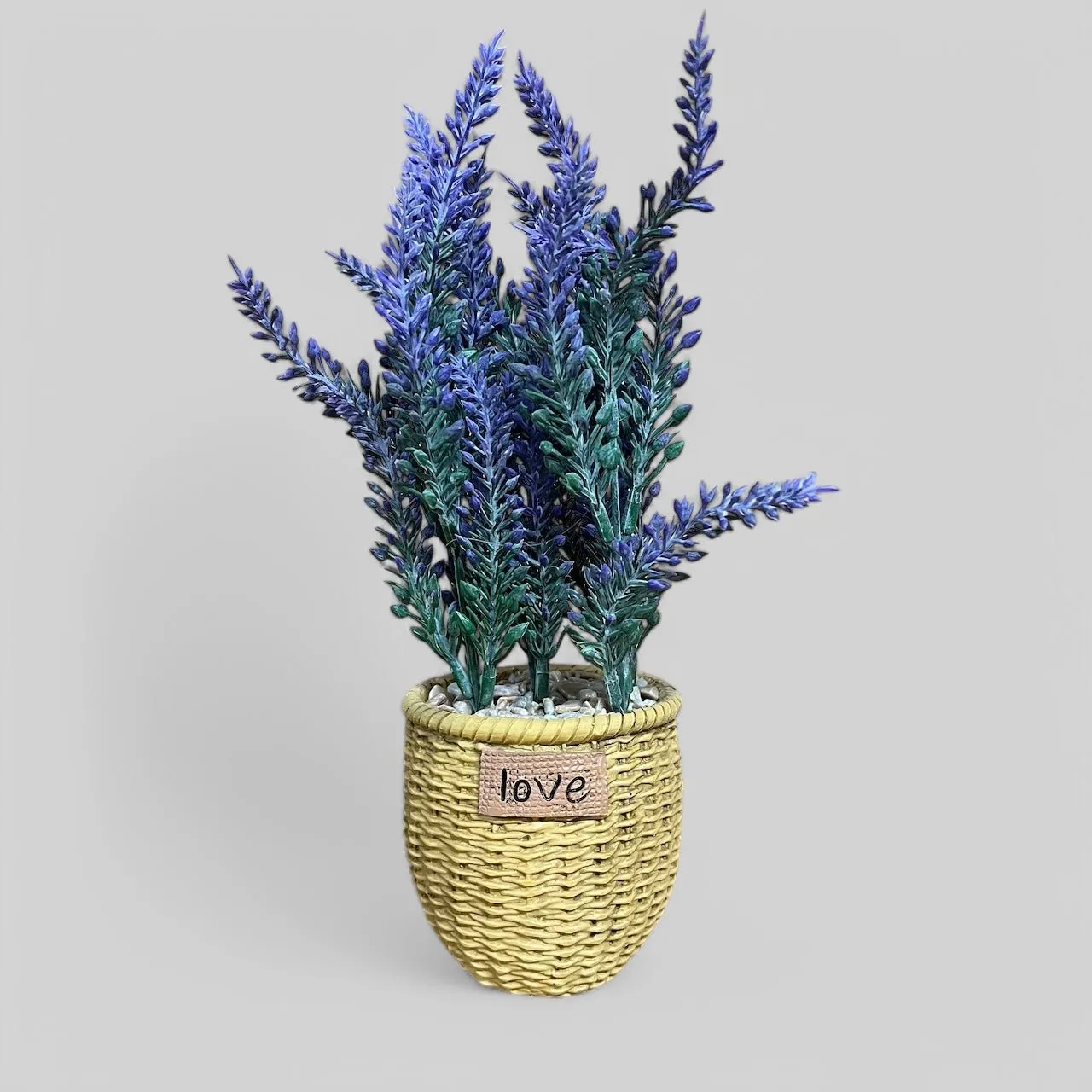24cm Artificial Purple Lavender Plant In Resin Pot