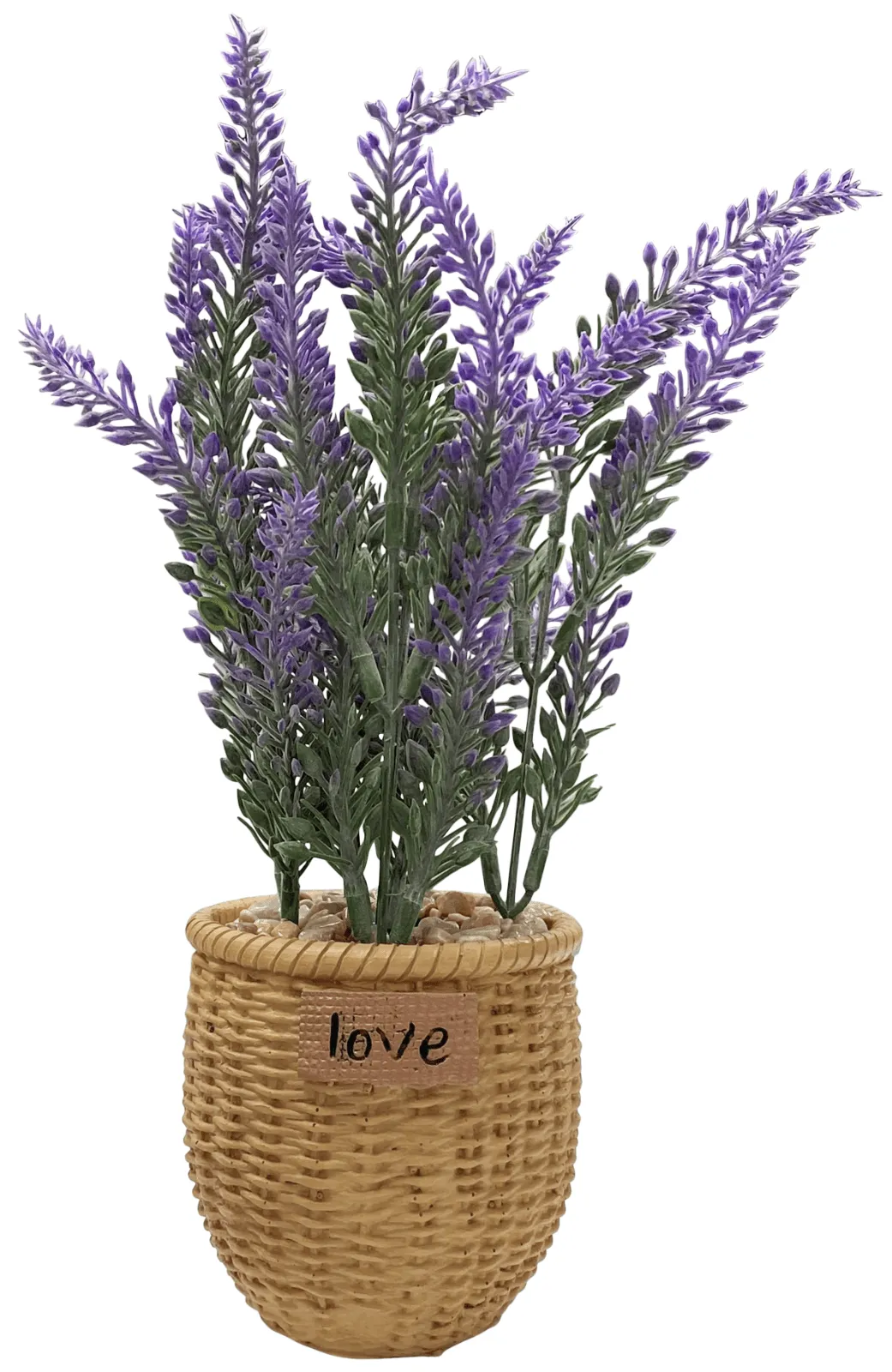 24cm Artificial Purple Lavender Plant In Resin Pot
