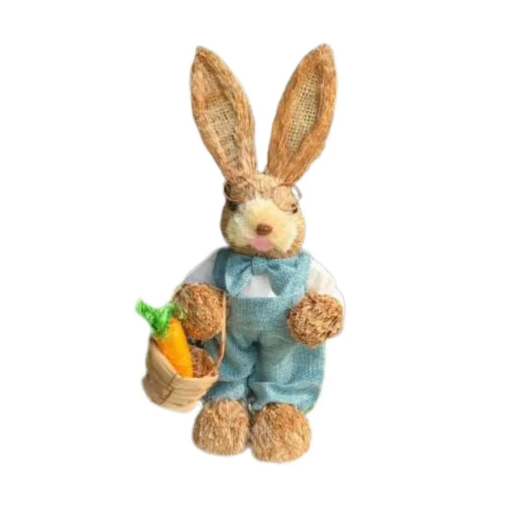 35cm Handmade Straw Rabbit Straw Bunny for Easter Day Artificial Animal Home Furnishing Shop Decoration, Bunny 1