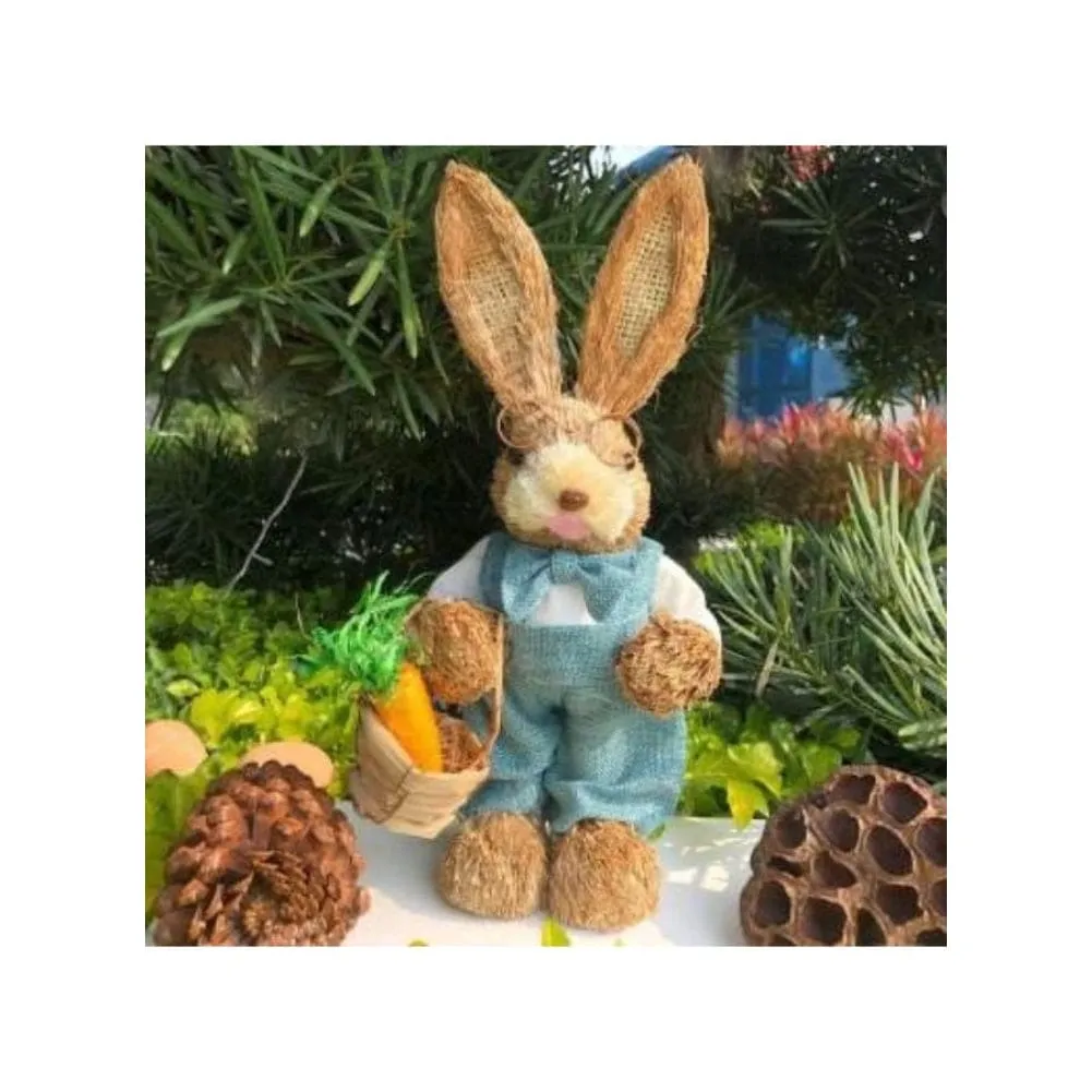 35cm Handmade Straw Rabbit Straw Bunny for Easter Day Artificial Animal Home Furnishing Shop Decoration, Bunny 1