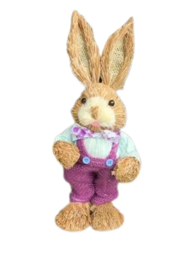 35cm Handmade Straw Rabbit Straw Bunny for Easter Day Artificial Animal Home Furnishing Shop Decoration, Purple