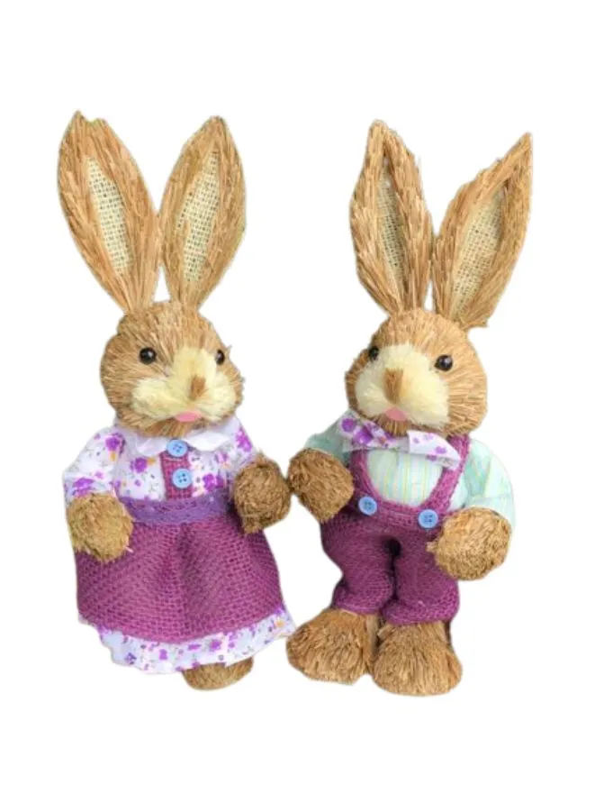 35cm Handmade Straw Rabbit Straw Bunny for Easter Day Artificial Animal Home Furnishing Shop Decoration, Purple