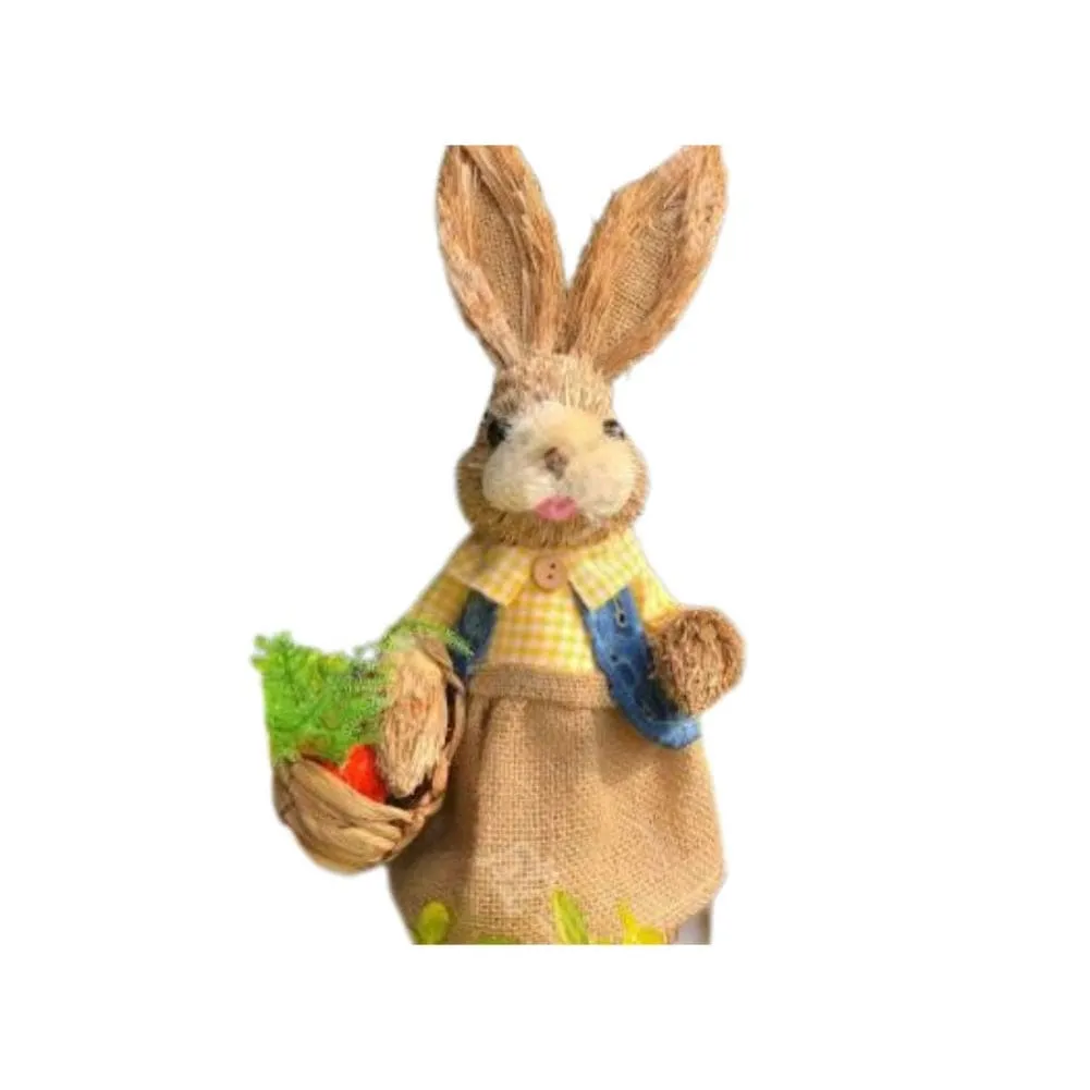 35cm Handmade Straw Rabbit Straw Bunny for Easter Day Artificial Animal Home Furnishing Shop Decoration