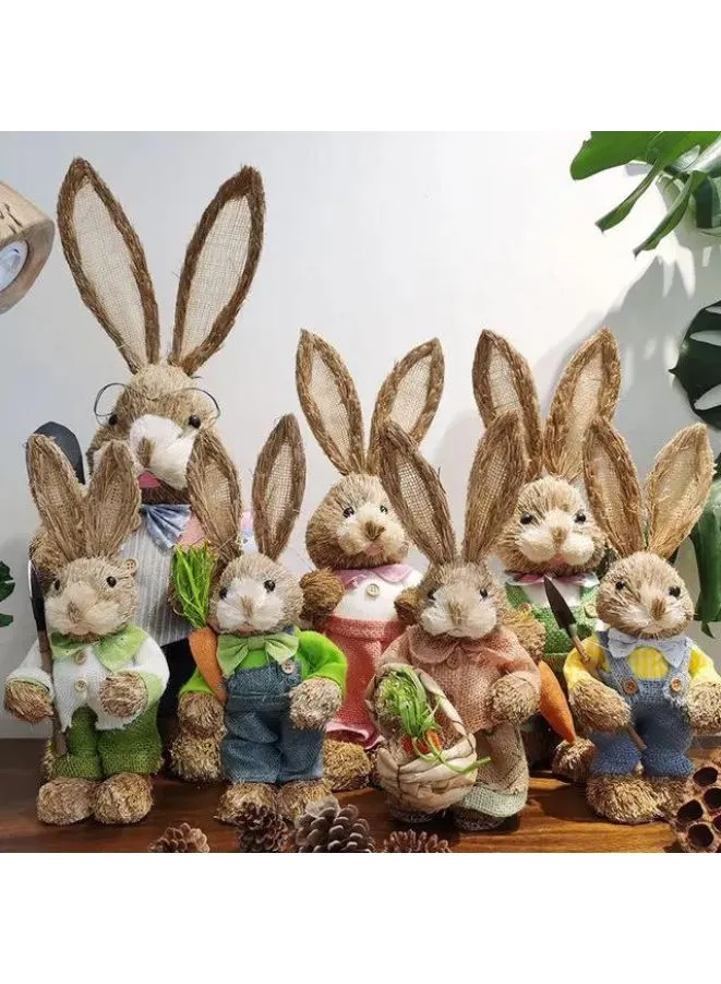 35cm Handmade Straw Rabbit Straw Bunny for Easter Day Artificial Animal Home Furnishing Shop Decoration