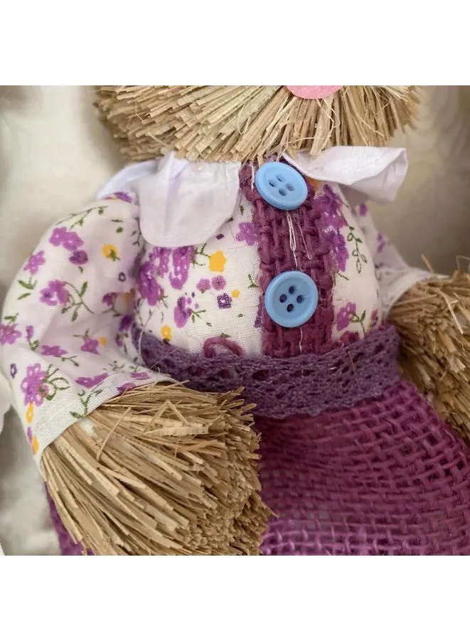 35cm Handmade Straw Rabbit Straw Bunny for Easter Day Artificial Animal Home Furnishing Shop Decoration
