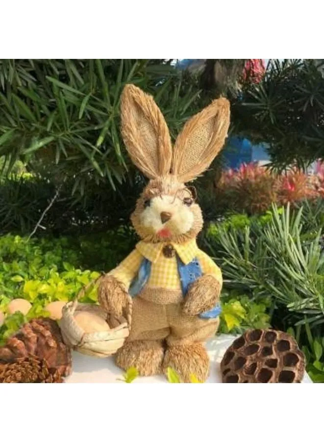 35cm Handmade Straw Rabbit Straw Bunny for Easter Day Artificial Animal Home Furnishing Shop Decoration