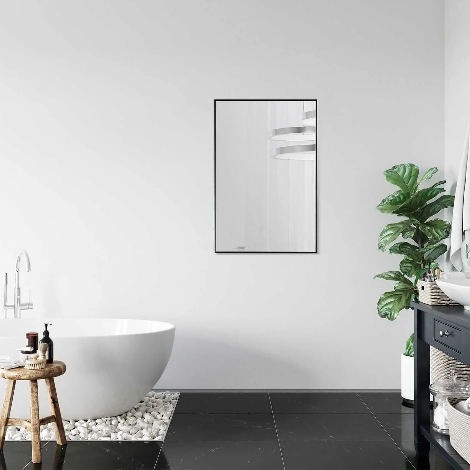 Altair Sassi 24" Rectangle Bathroom Vanity Aluminum Framed Wall Mirror