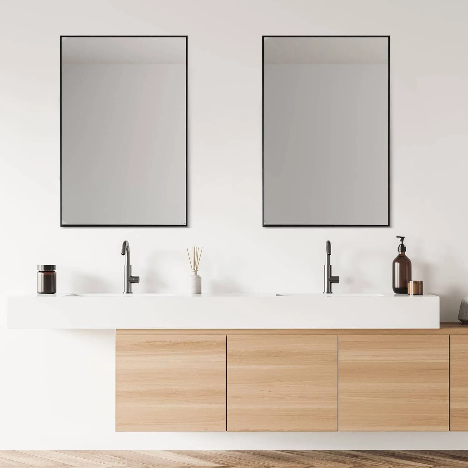 Altair Sassi 24" Rectangle Bathroom Vanity Aluminum Framed Wall Mirror