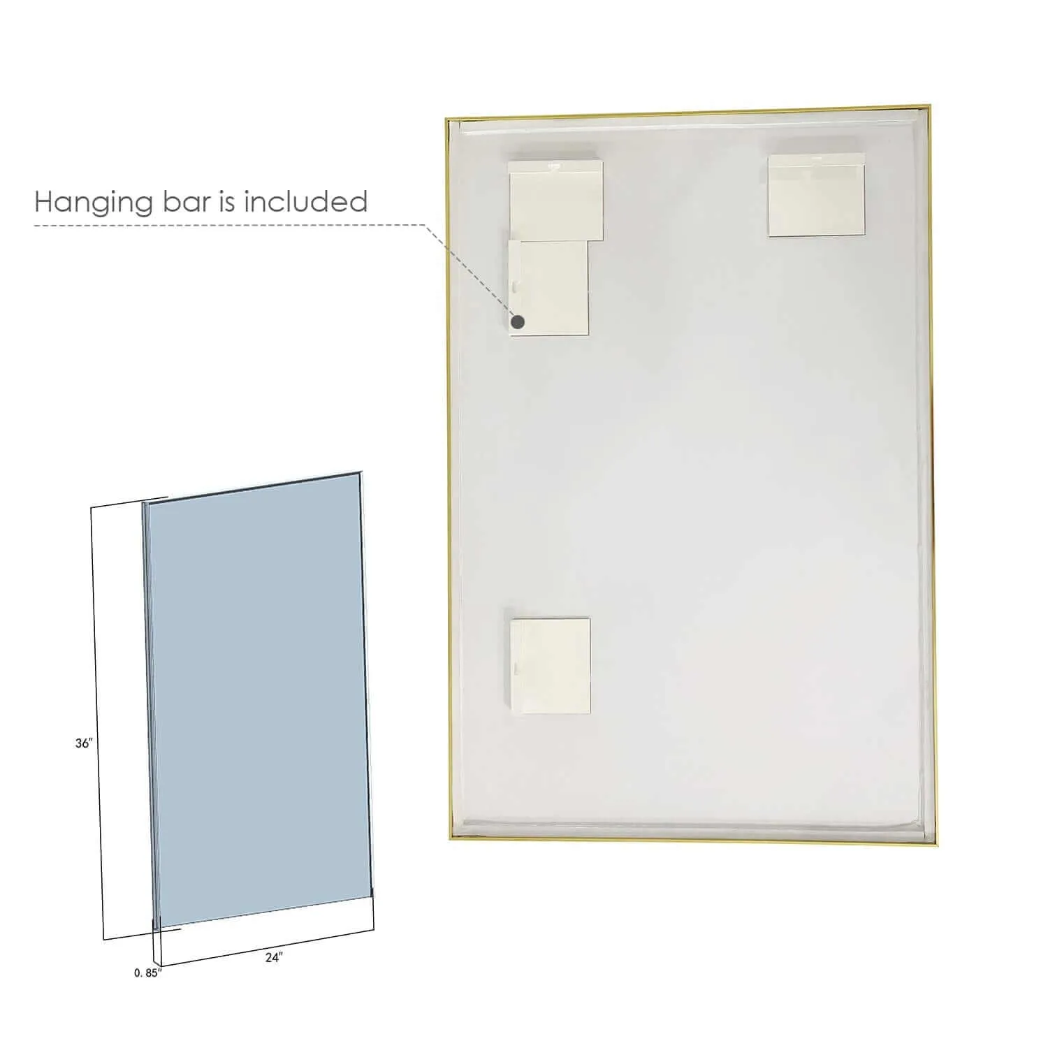 Altair Sassi 24" Rectangle Bathroom Vanity Aluminum Framed Wall Mirror