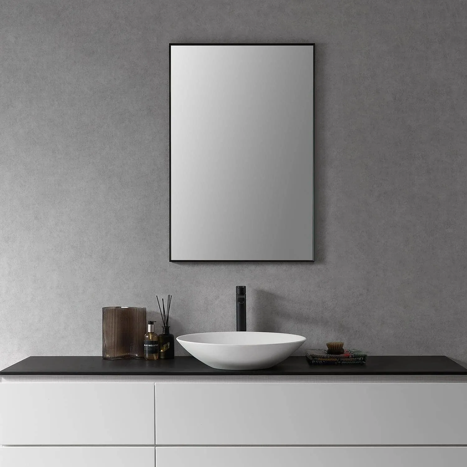 Altair Sassi 24" Rectangle Bathroom Vanity Aluminum Framed Wall Mirror