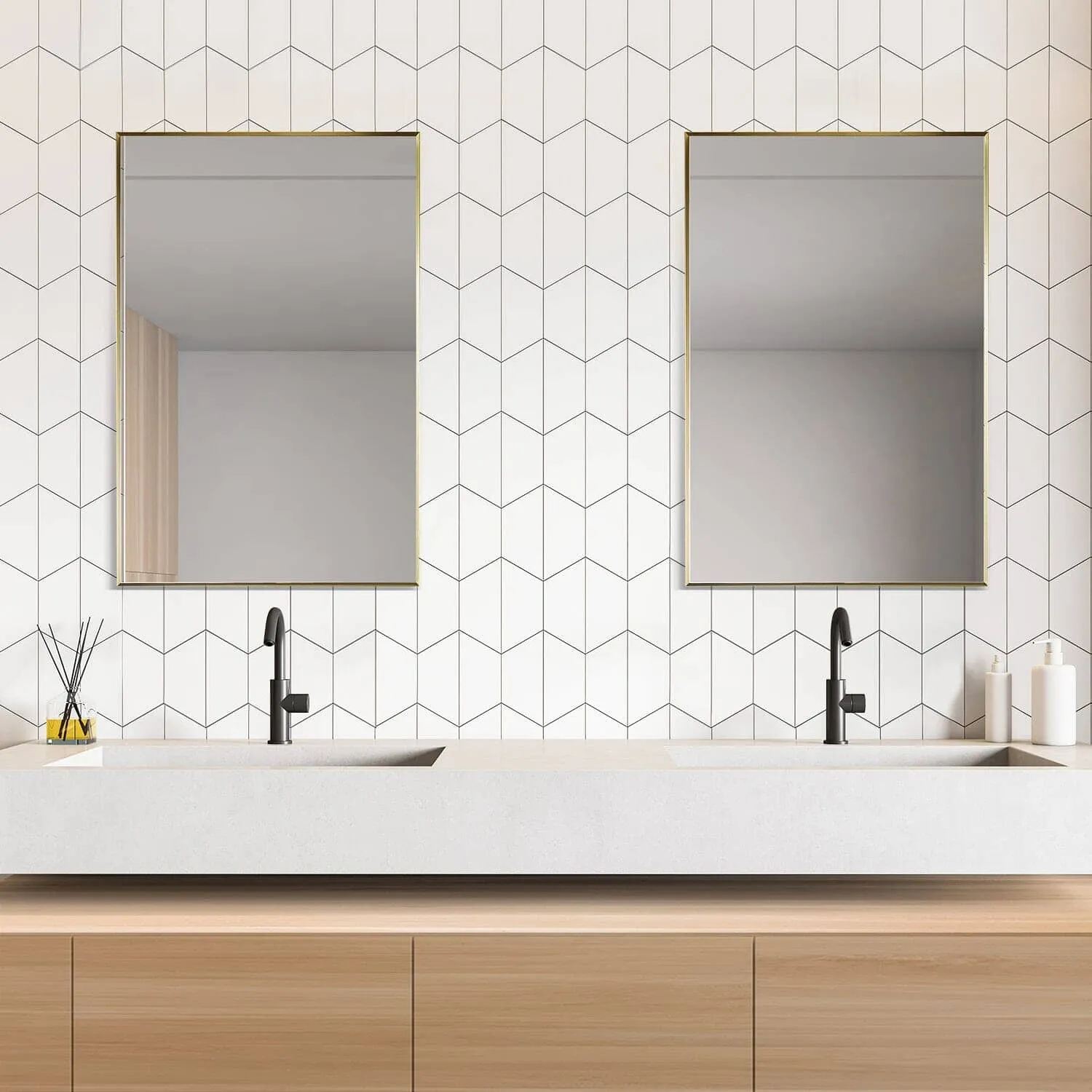 Altair Sassi 24" Rectangle Bathroom Vanity Aluminum Framed Wall Mirror