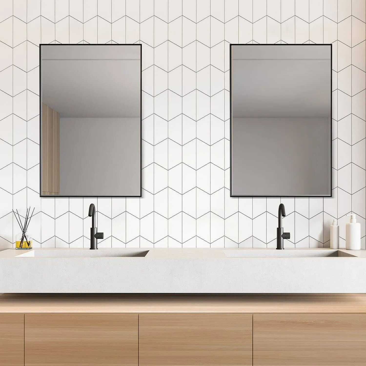 Altair Sassi 24" Rectangle Bathroom Vanity Aluminum Framed Wall Mirror