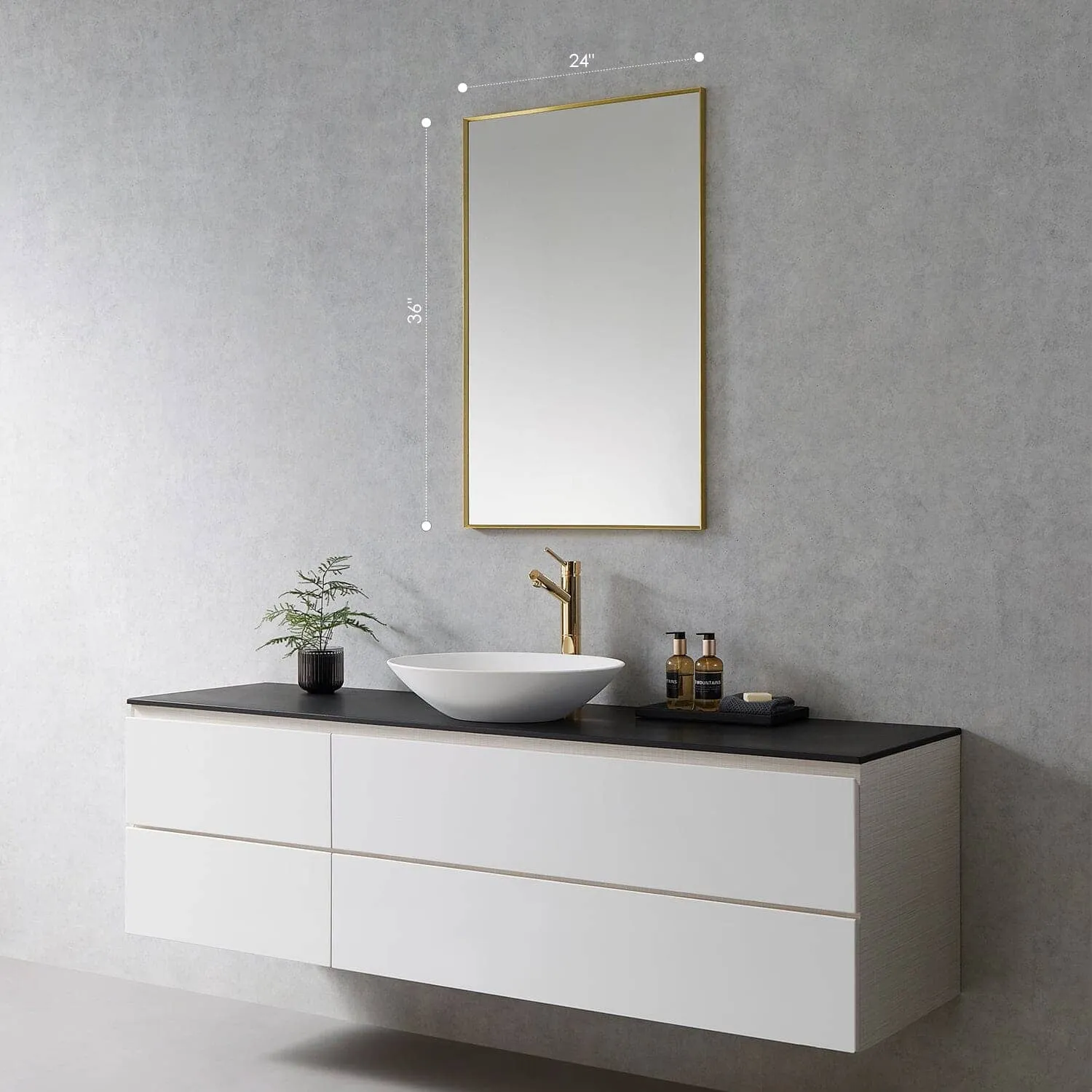 Altair Sassi 24" Rectangle Bathroom Vanity Aluminum Framed Wall Mirror