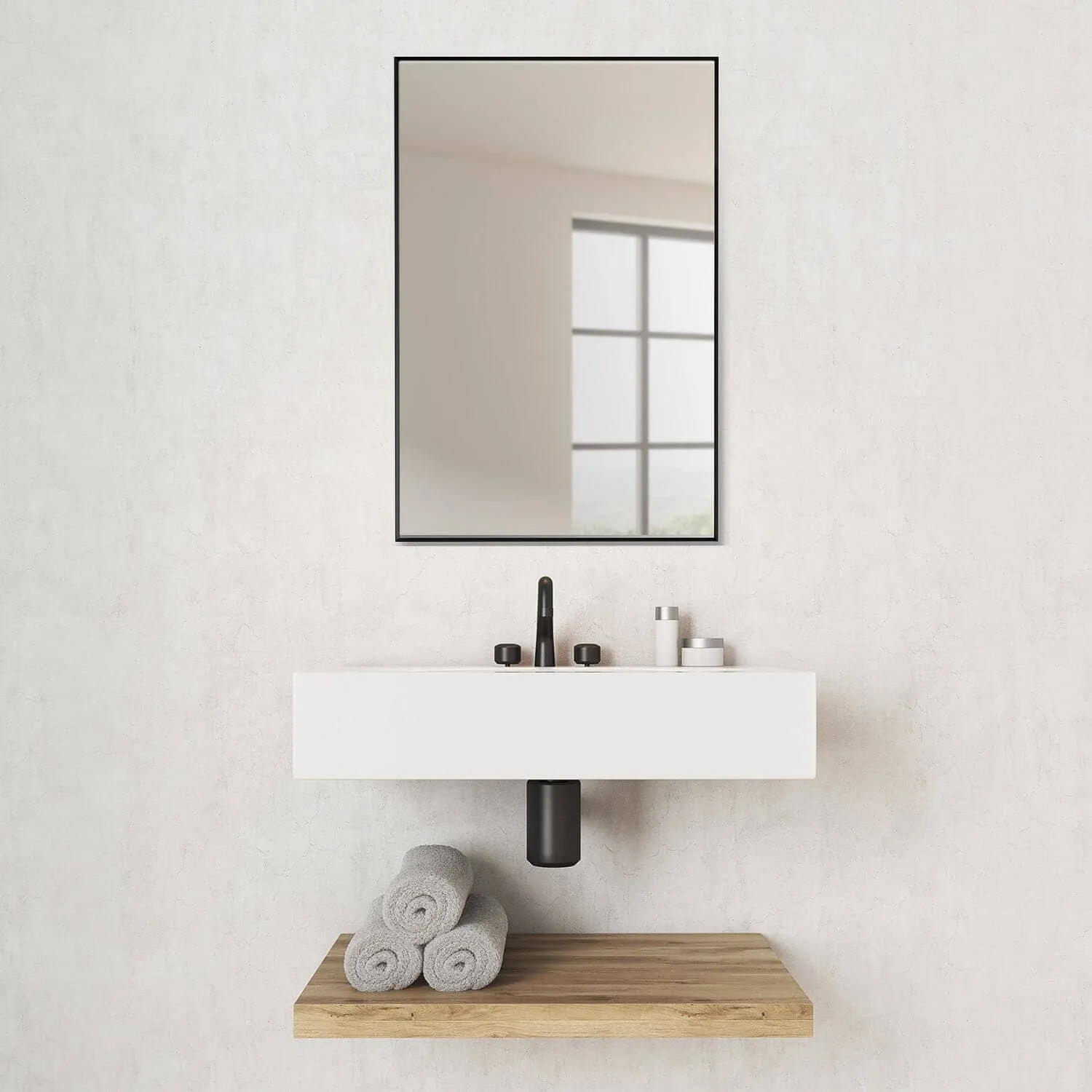 Altair Sassi 24" Rectangle Bathroom Vanity Aluminum Framed Wall Mirror
