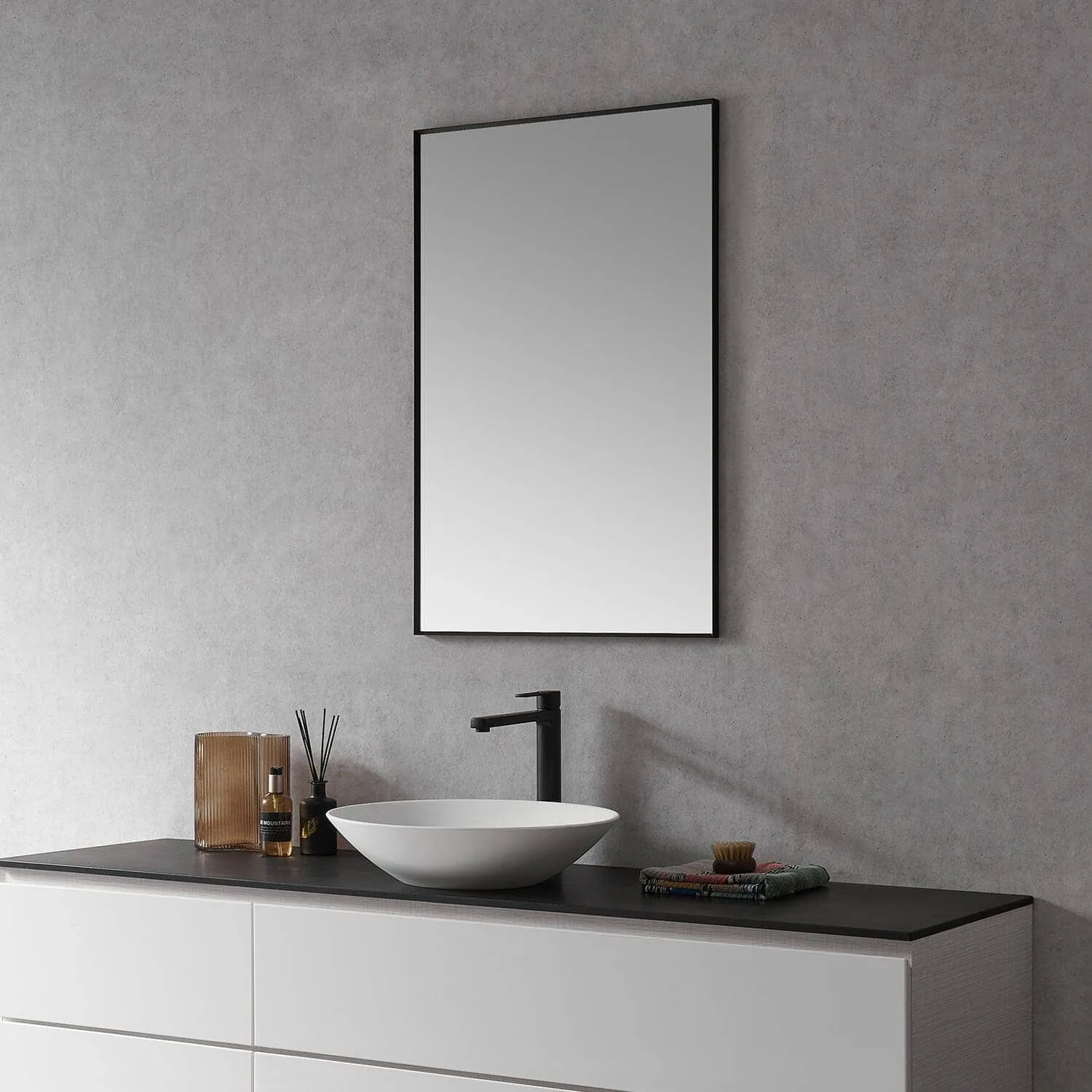 Altair Sassi 24" Rectangle Bathroom Vanity Aluminum Framed Wall Mirror