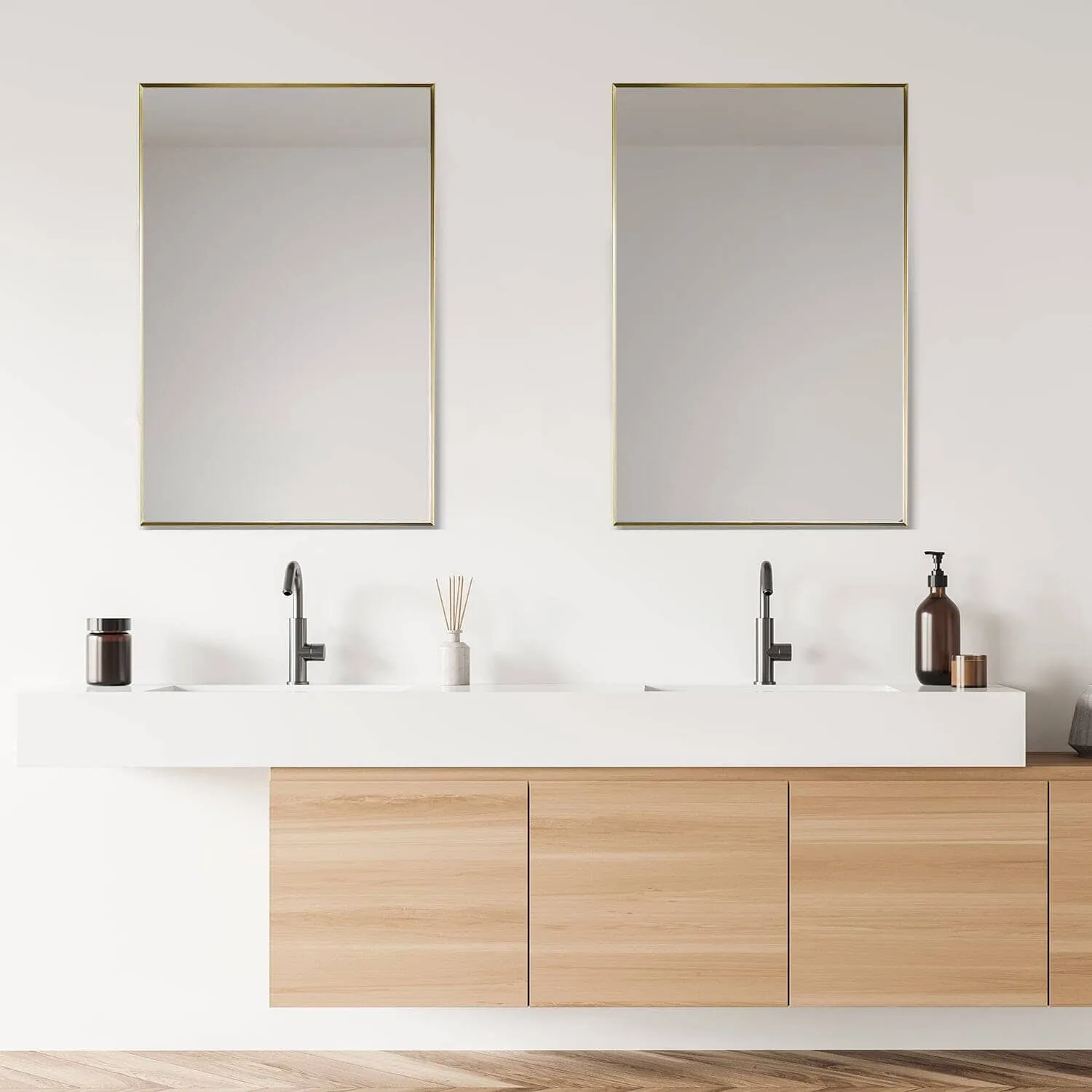 Altair Sassi 24" Rectangle Bathroom Vanity Aluminum Framed Wall Mirror