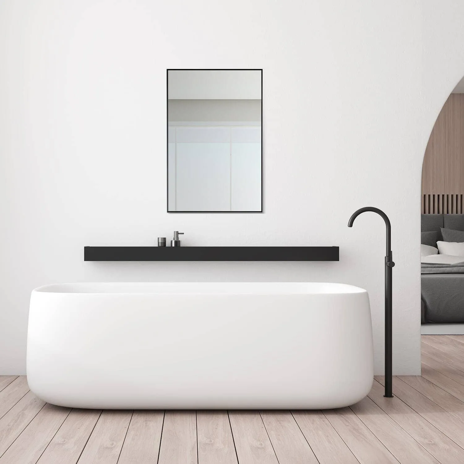 Altair Sassi 24" Rectangle Bathroom Vanity Aluminum Framed Wall Mirror