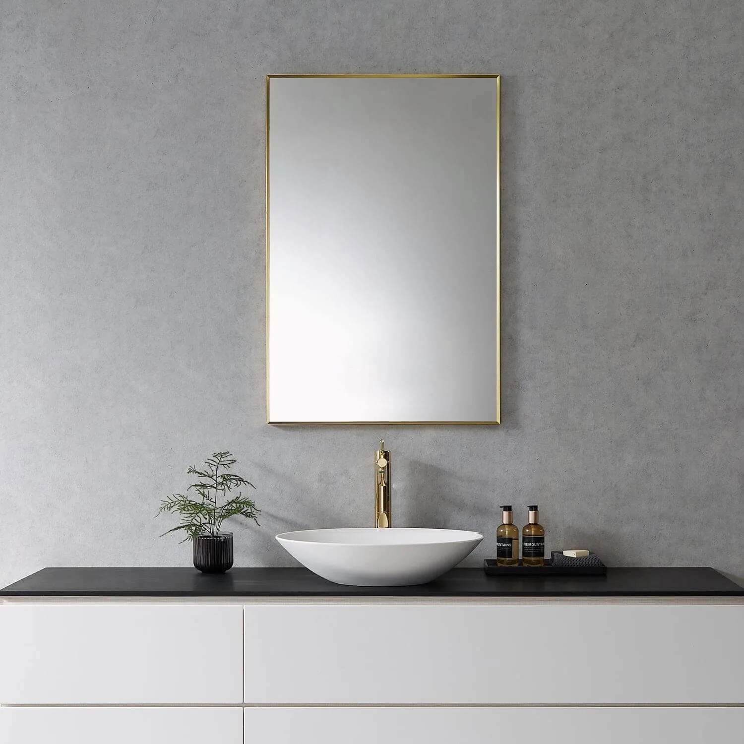Altair Sassi 24" Rectangle Bathroom Vanity Aluminum Framed Wall Mirror