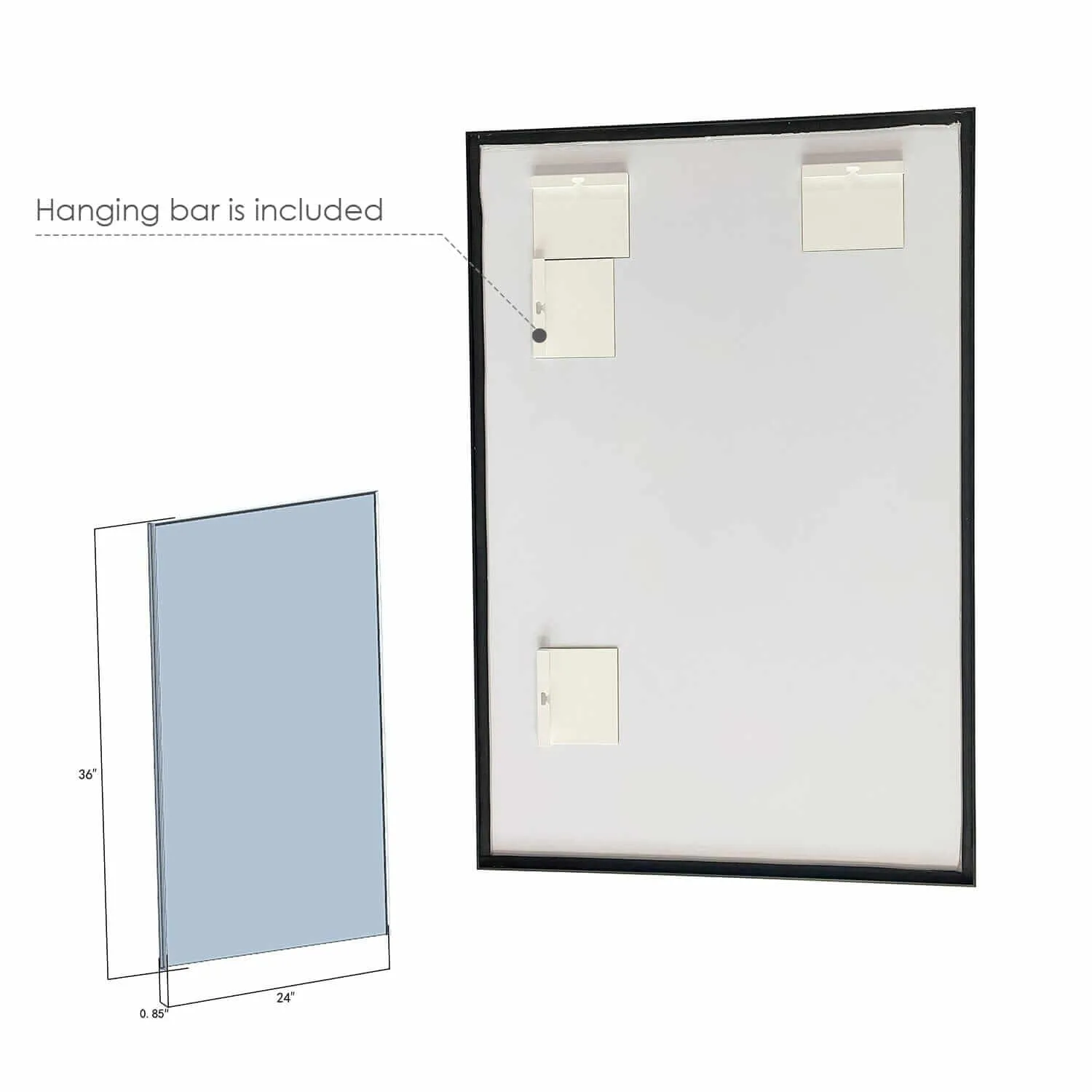 Altair Sassi 24" Rectangle Bathroom Vanity Aluminum Framed Wall Mirror