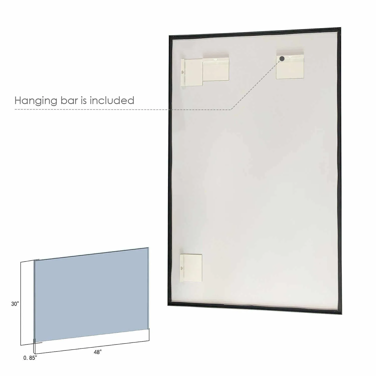 Altair Sassi 48" Rectangle Bathroom Vanity Aluminum Framed Wall Mirror