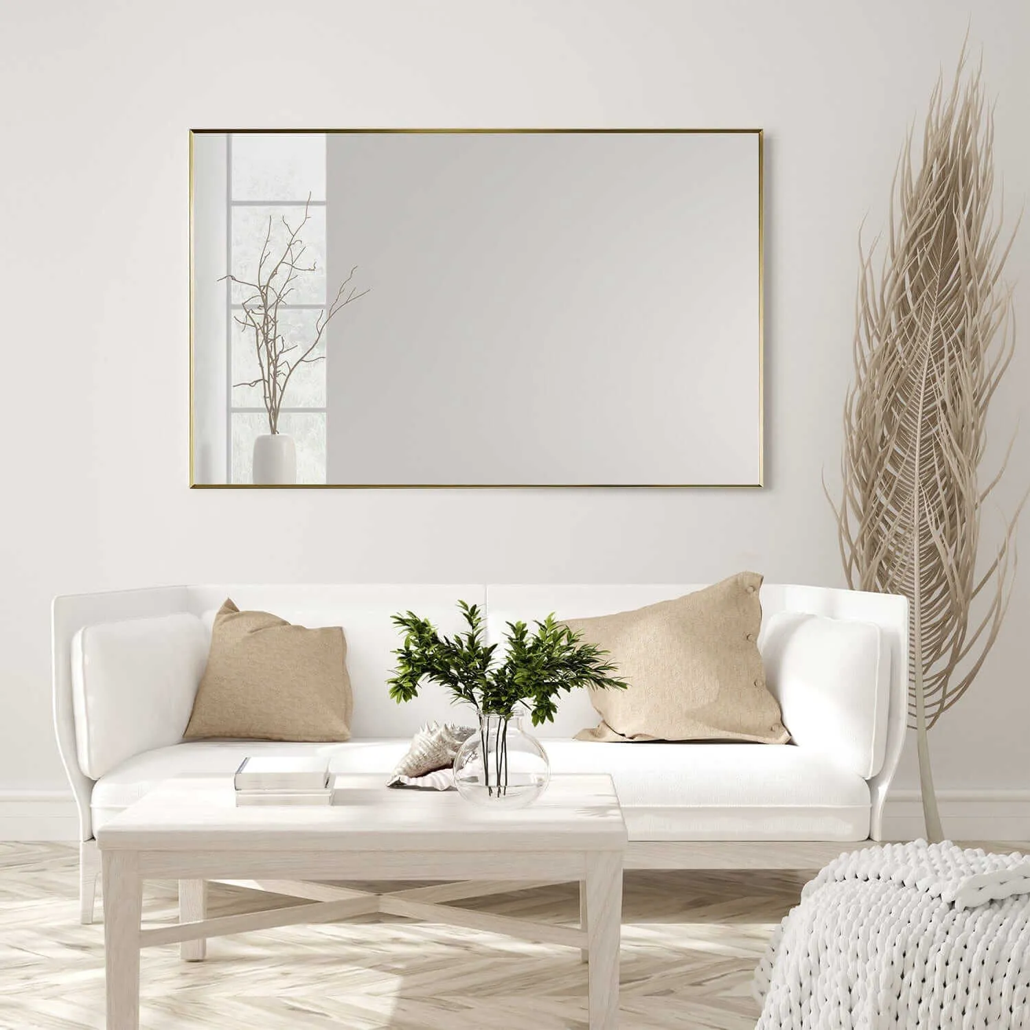 Altair Sassi 48" Rectangle Bathroom Vanity Aluminum Framed Wall Mirror