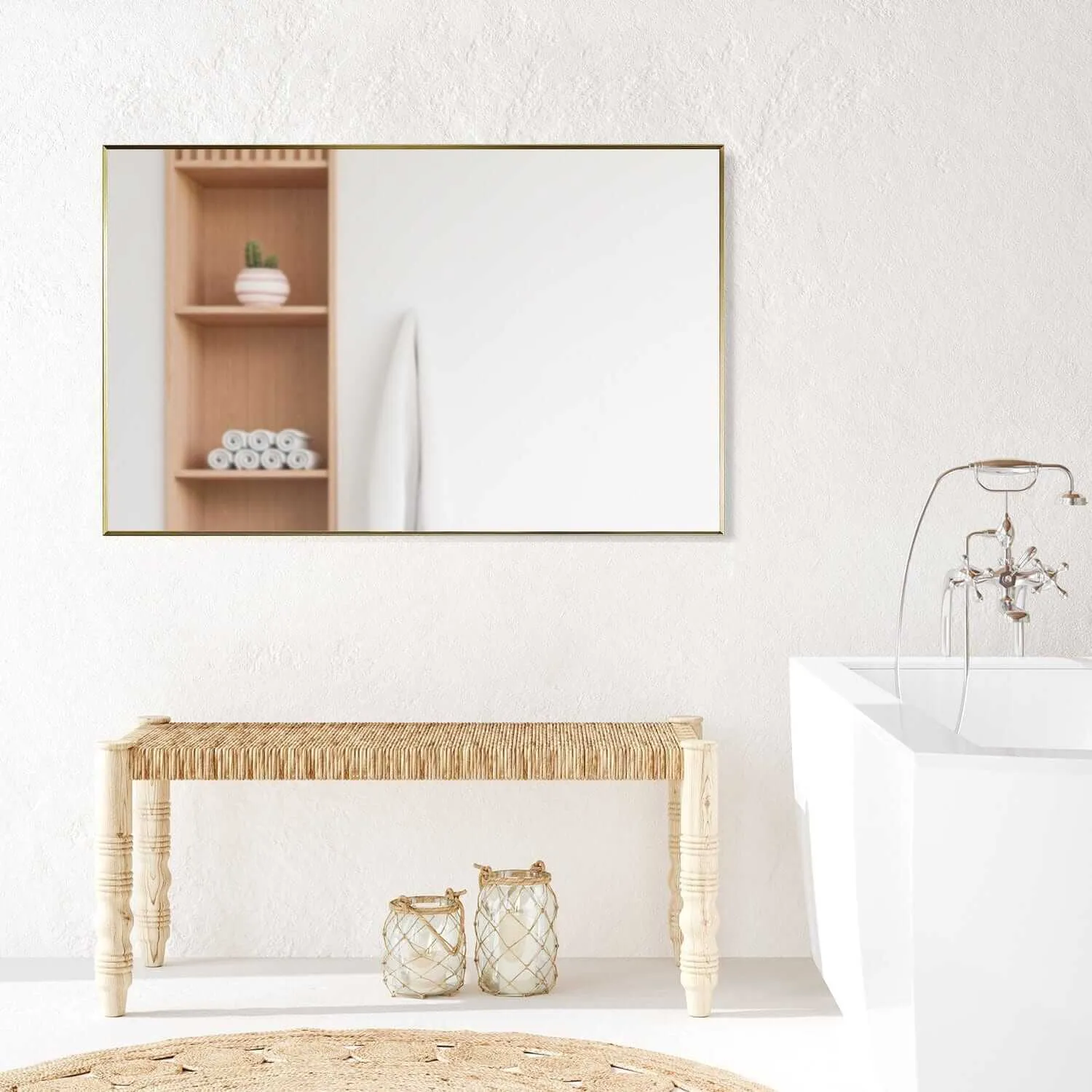 Altair Sassi 48" Rectangle Bathroom Vanity Aluminum Framed Wall Mirror