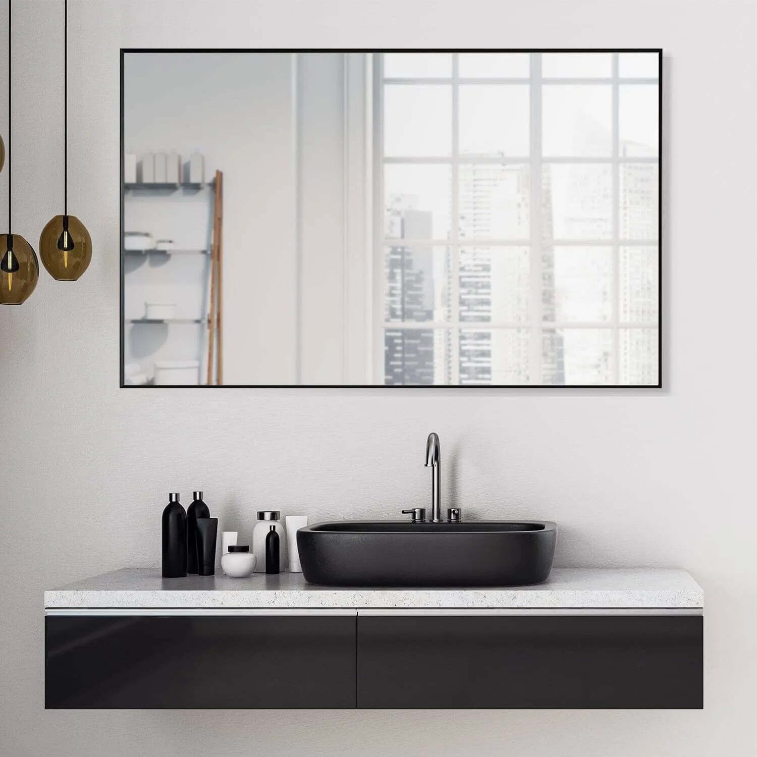 Altair Sassi 48" Rectangle Bathroom Vanity Aluminum Framed Wall Mirror