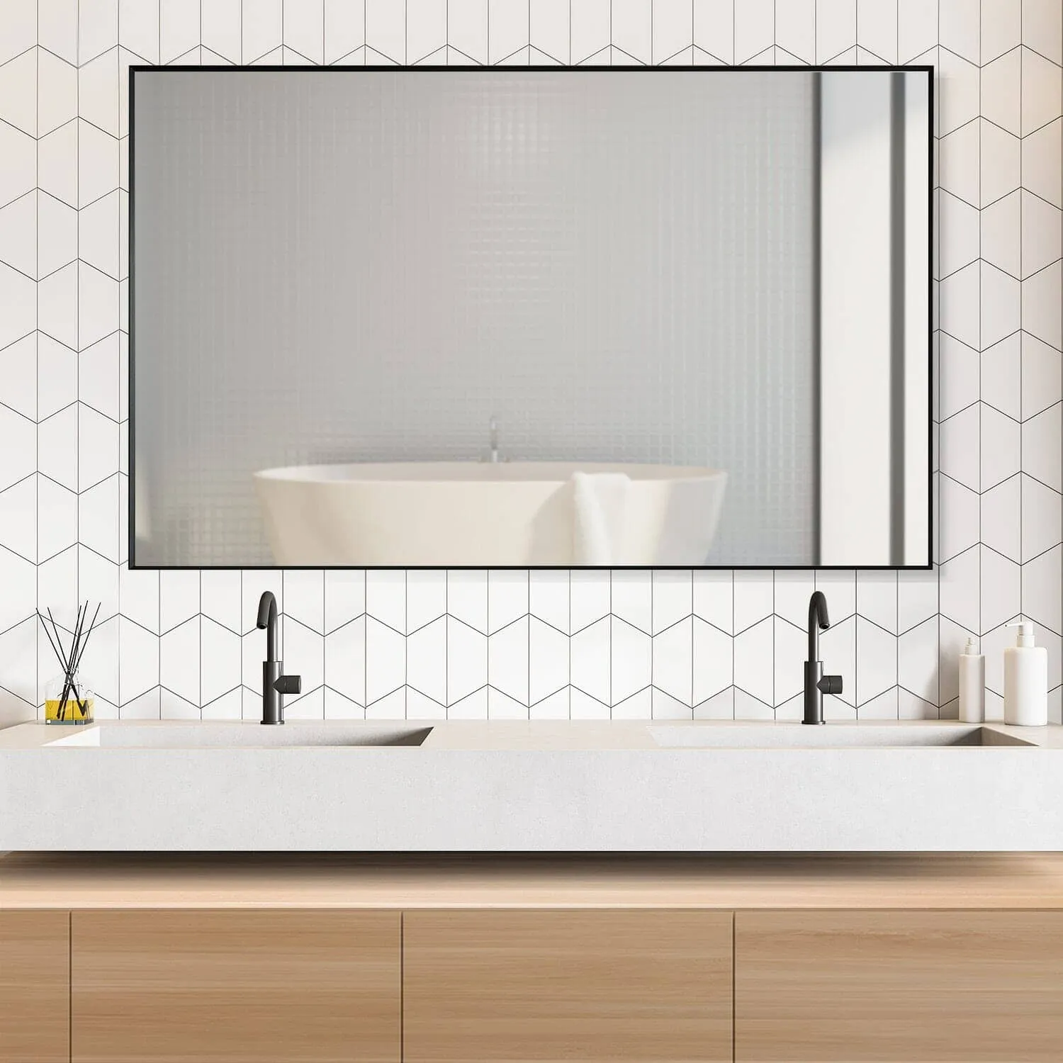 Altair Sassi 48" Rectangle Bathroom Vanity Aluminum Framed Wall Mirror