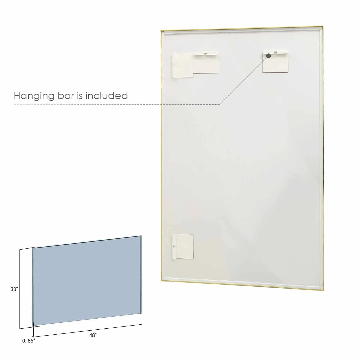 Altair Sassi 48" Rectangle Bathroom Vanity Aluminum Framed Wall Mirror