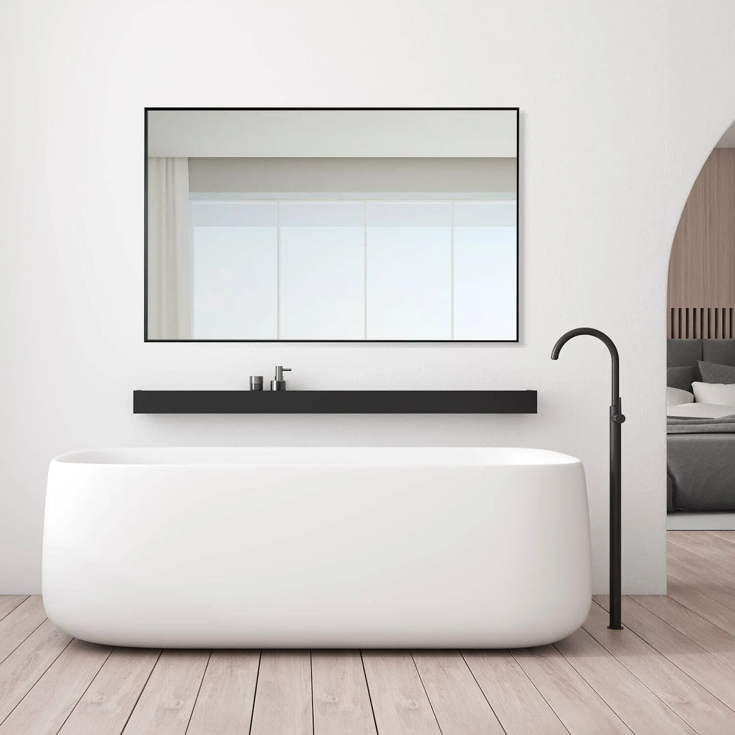Altair Sassi 48" Rectangle Bathroom Vanity Aluminum Framed Wall Mirror