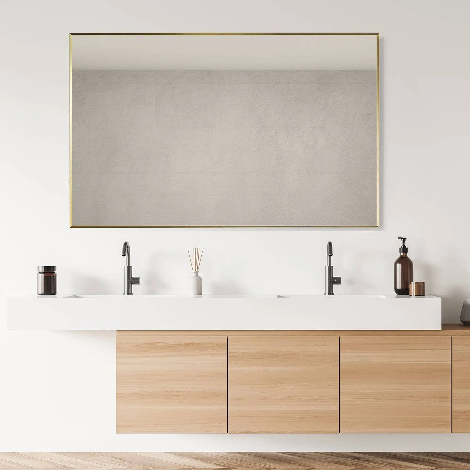Altair Sassi 48" Rectangle Bathroom Vanity Aluminum Framed Wall Mirror