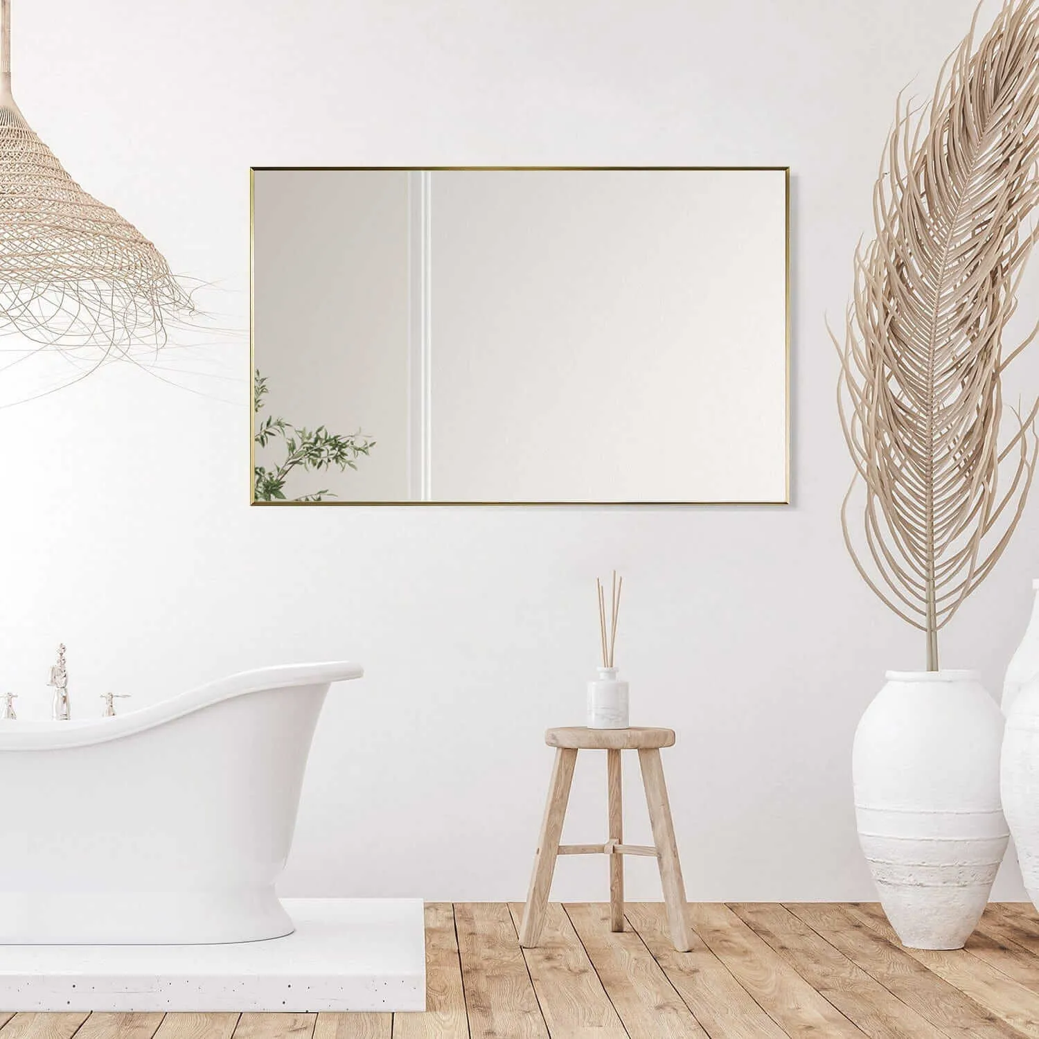 Altair Sassi 48" Rectangle Bathroom Vanity Aluminum Framed Wall Mirror