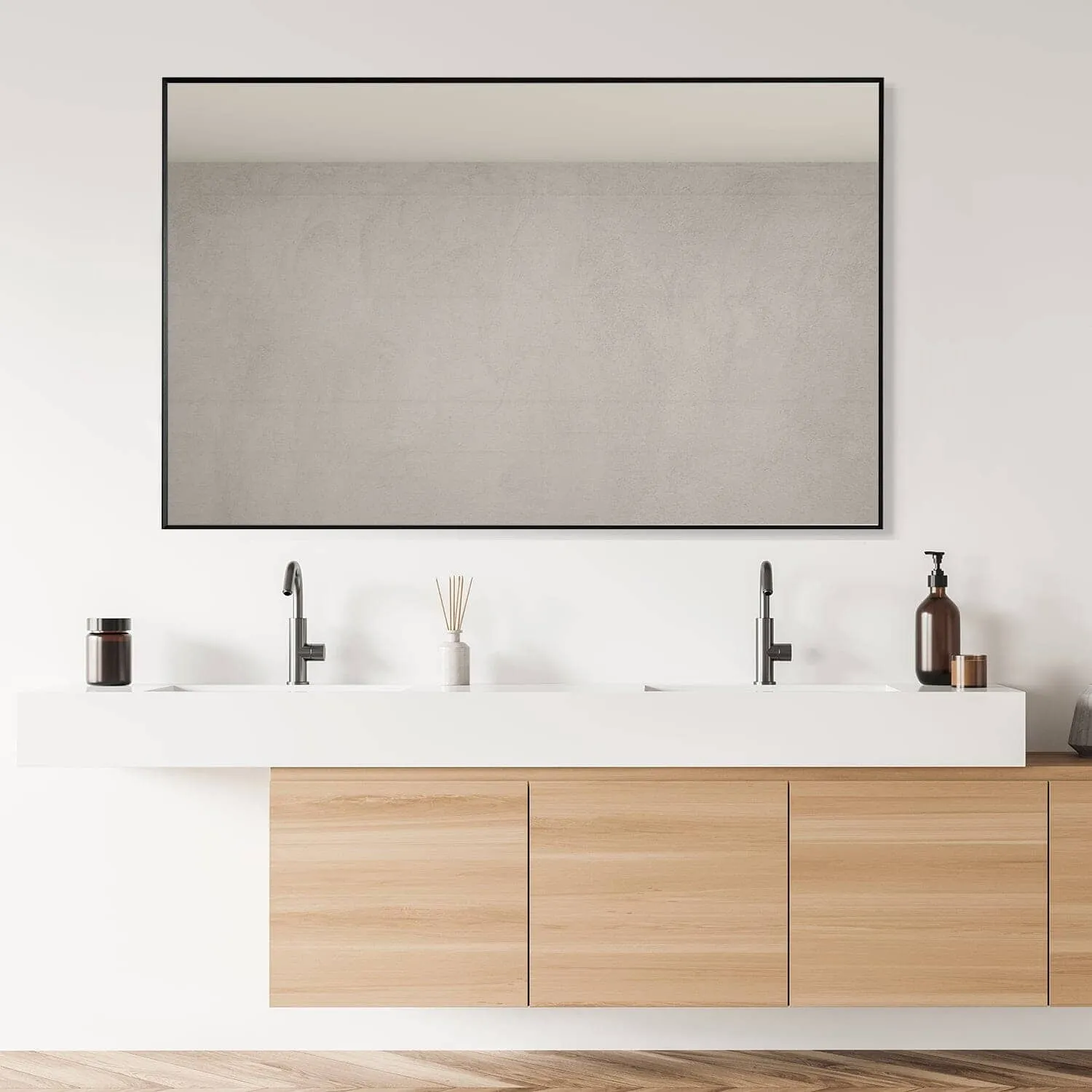 Altair Sassi 48" Rectangle Bathroom Vanity Aluminum Framed Wall Mirror
