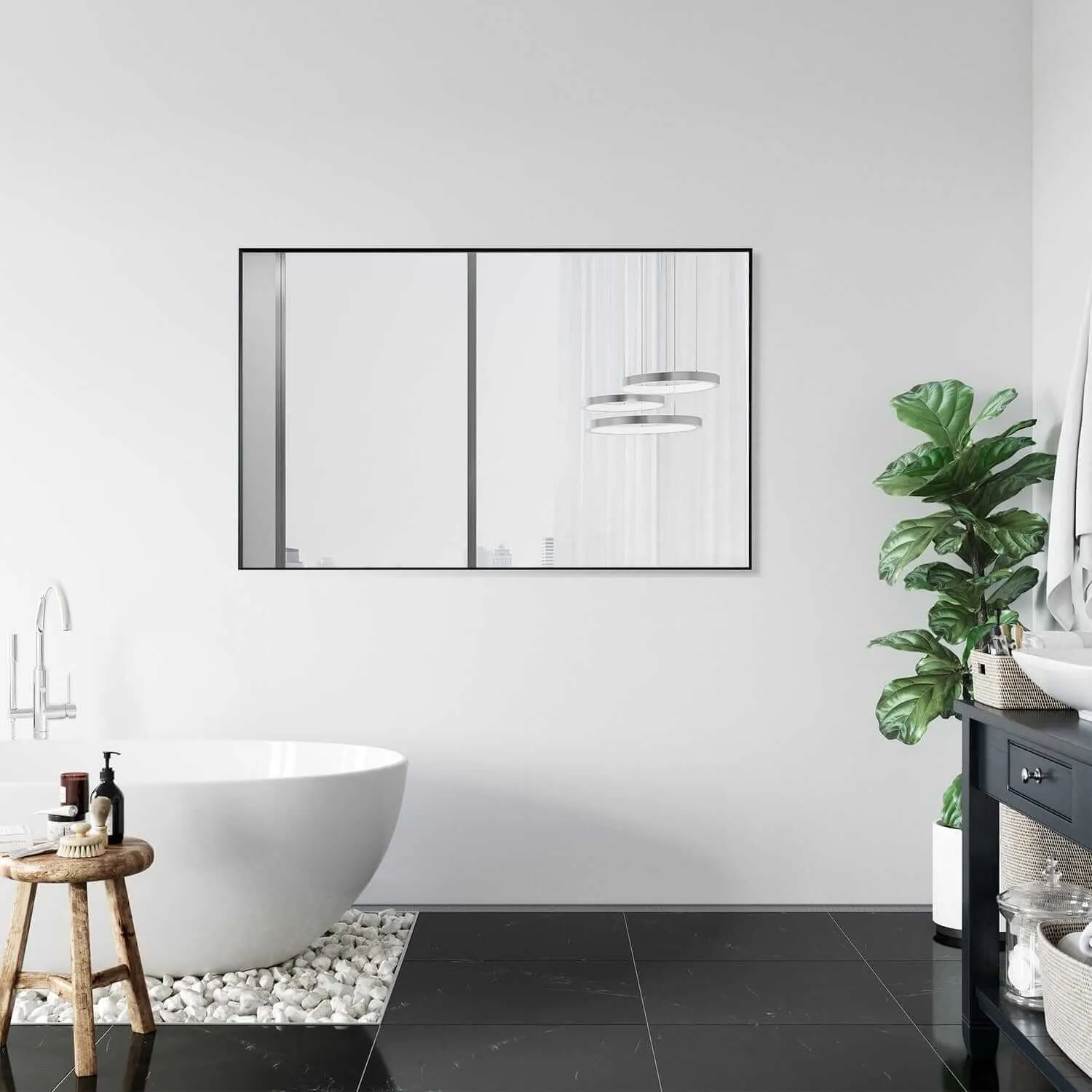 Altair Sassi 48" Rectangle Bathroom Vanity Aluminum Framed Wall Mirror