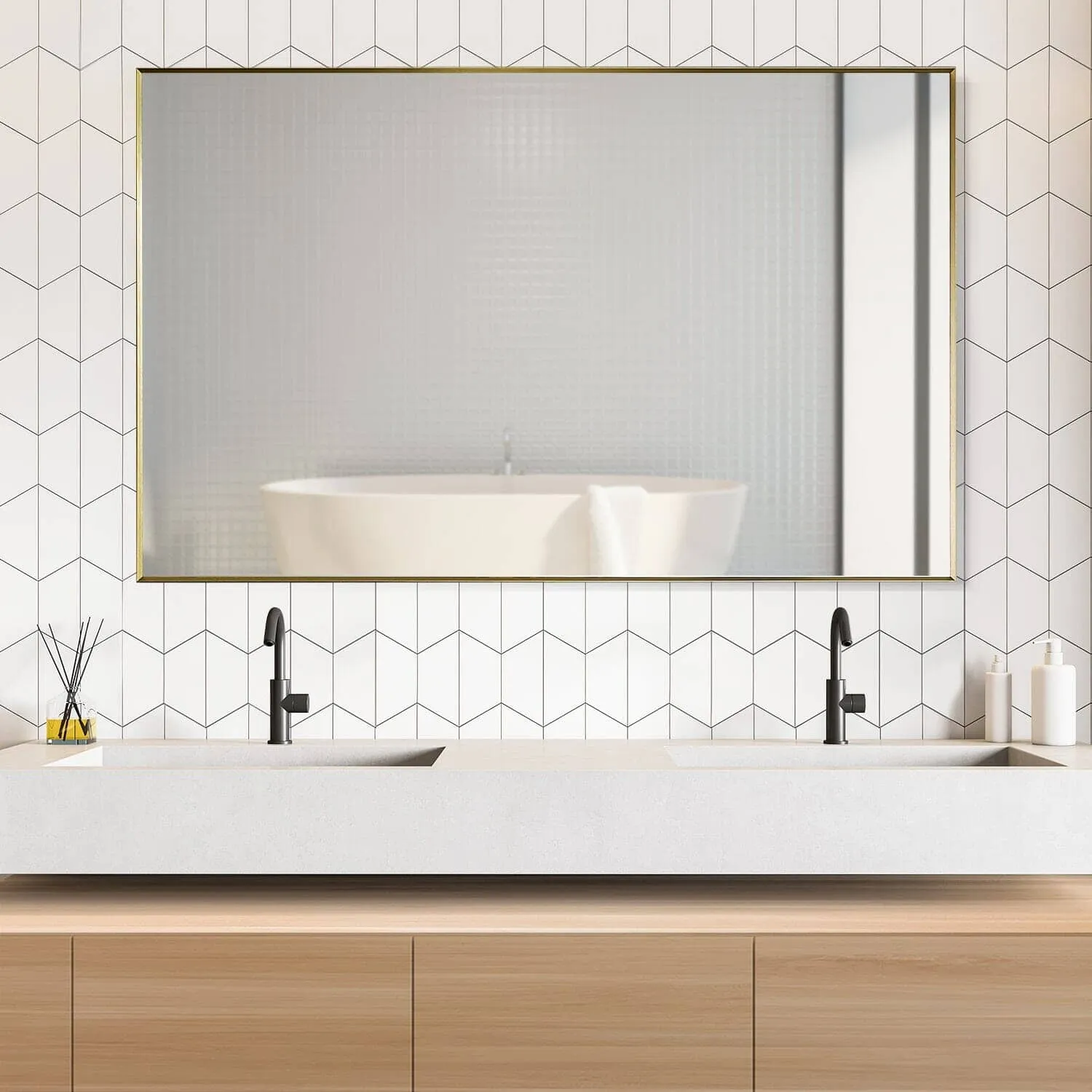 Altair Sassi 48" Rectangle Bathroom Vanity Aluminum Framed Wall Mirror