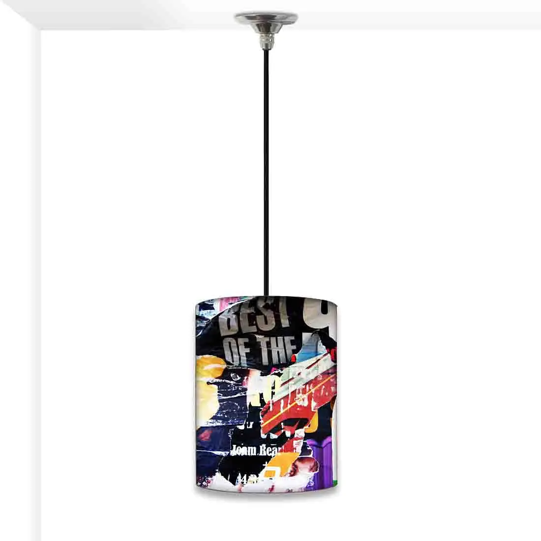 Antique Ceiling Pendant Lamp - Paper Collage