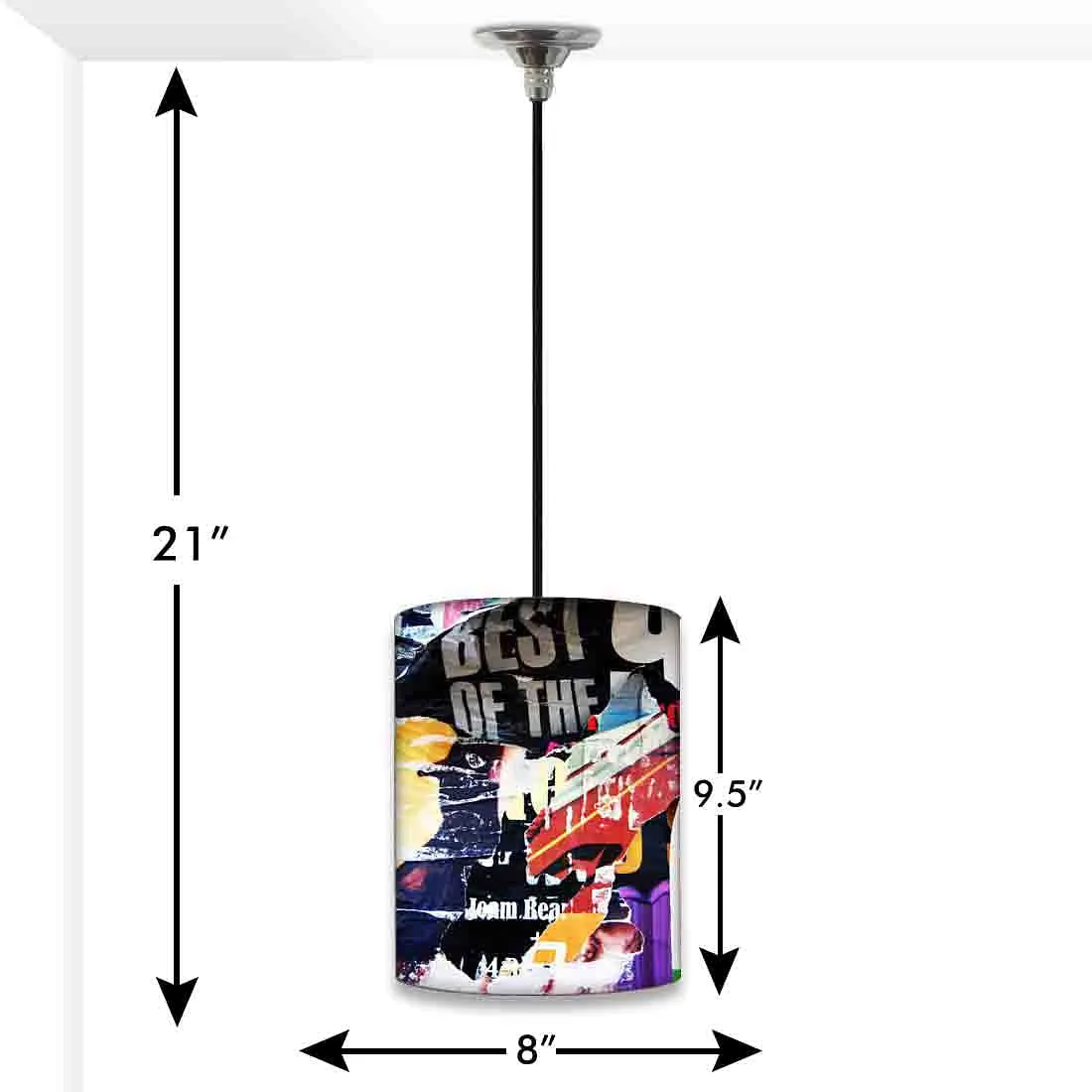 Antique Ceiling Pendant Lamp - Paper Collage