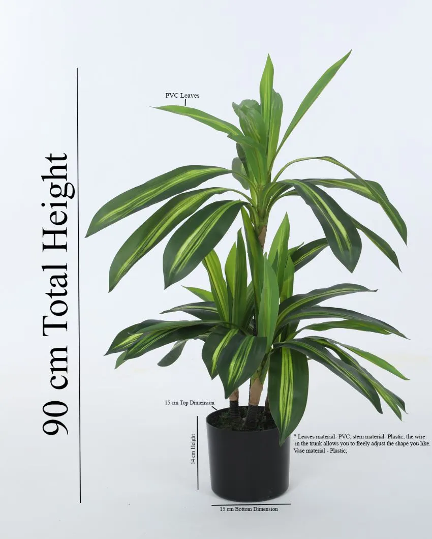 Artificial Dracaena Plant For Home Decor With Black Pot | 3 feet