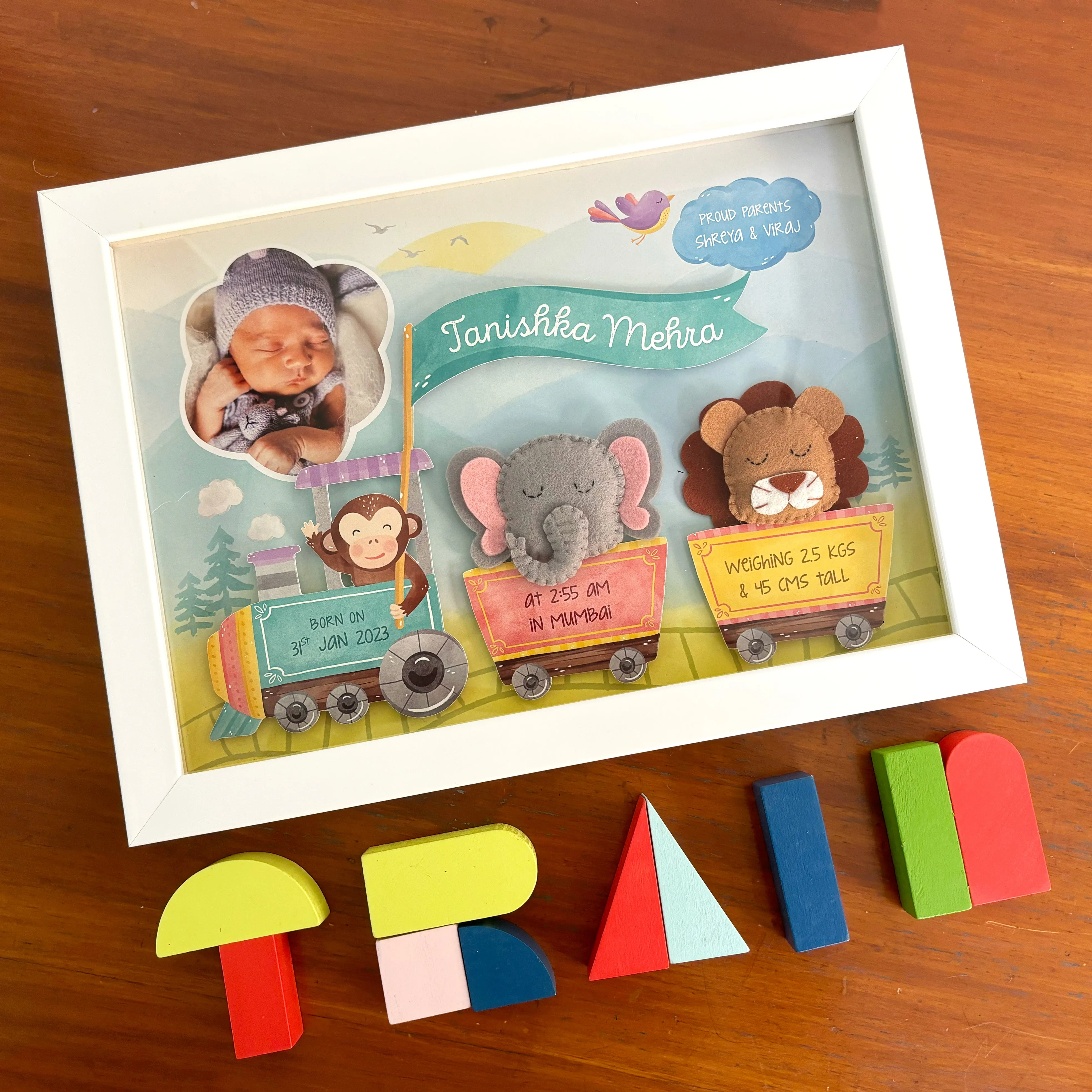 Baby Birth Detail Frame - Animal Adventure