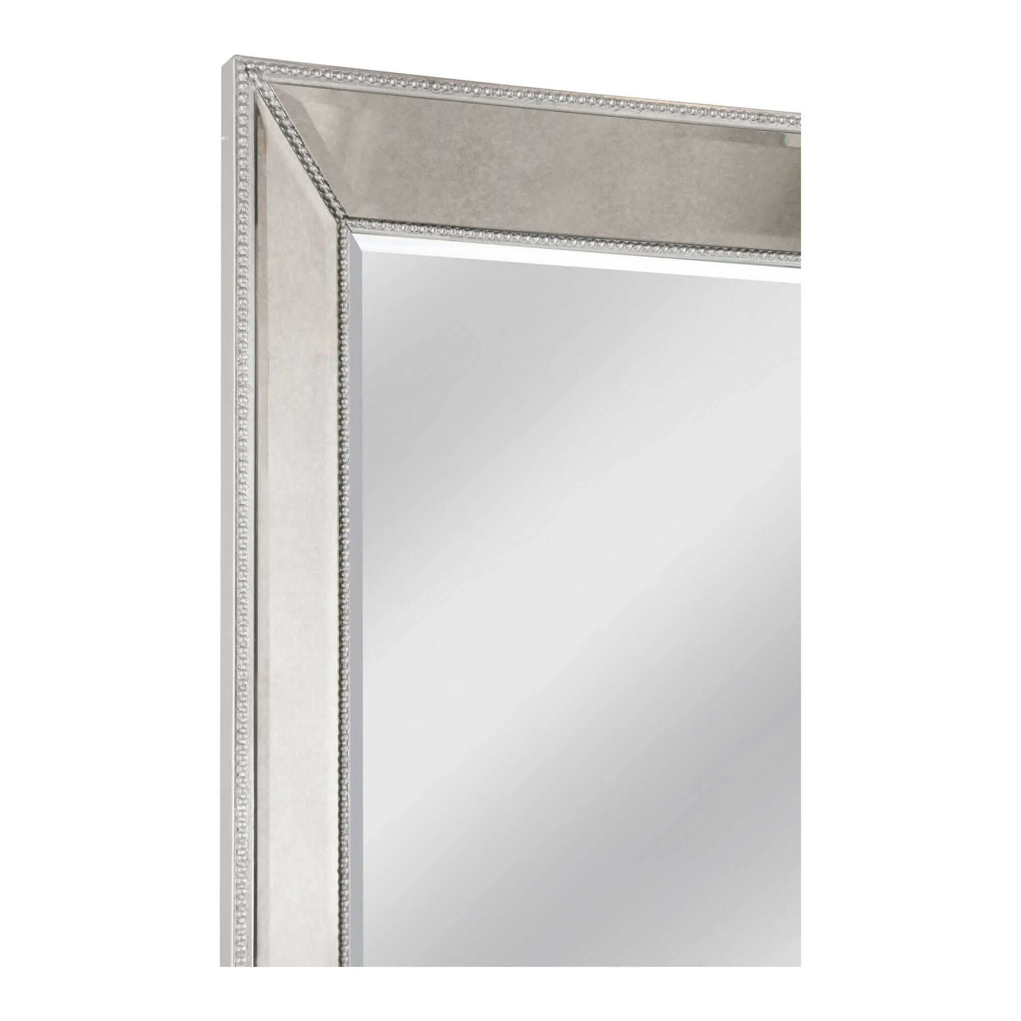 Bassett Mirror Antiqued Silver-Beaded Floor Mirror 43W x 79H