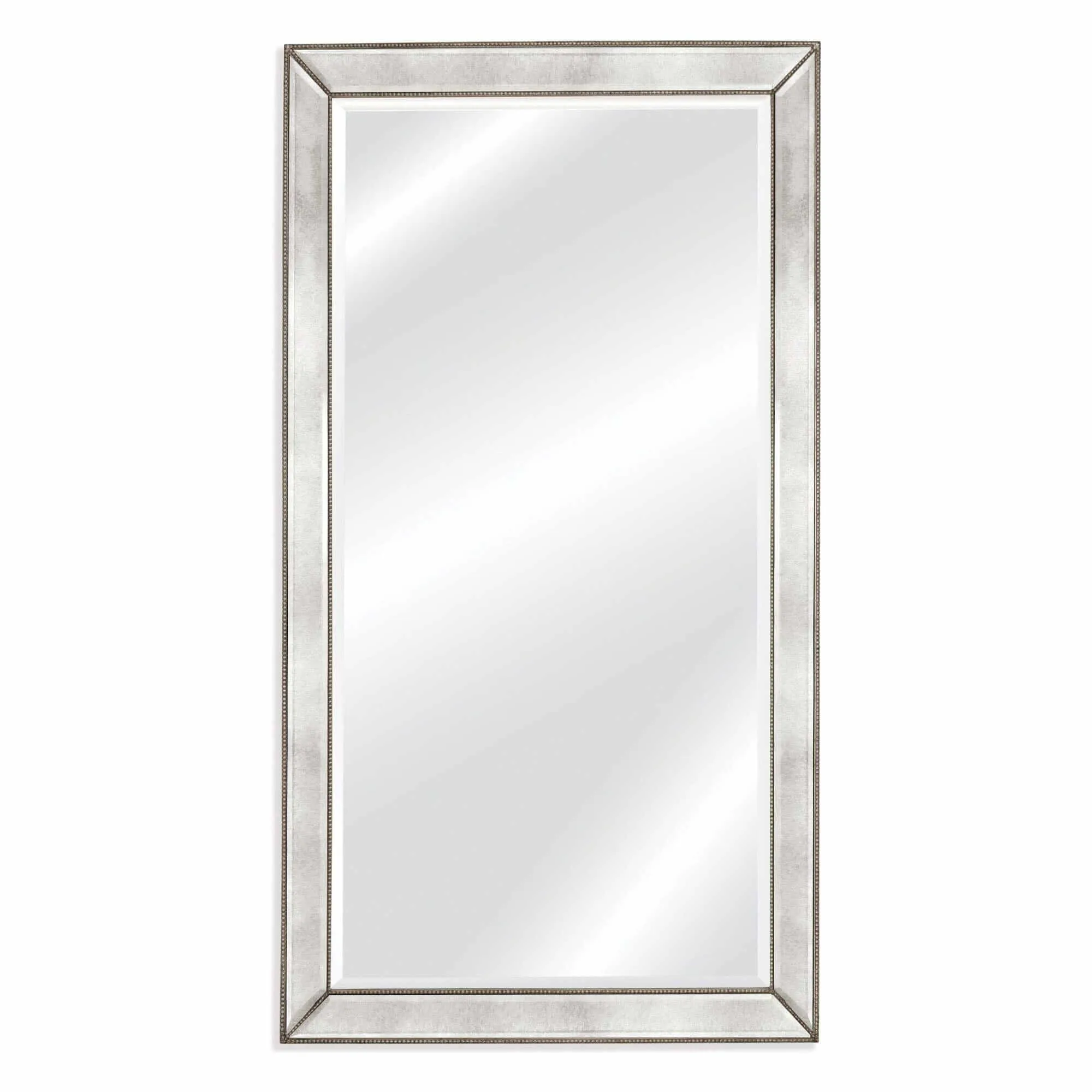 Bassett Mirror Antiqued Silver-Beaded Floor Mirror 43W x 79H