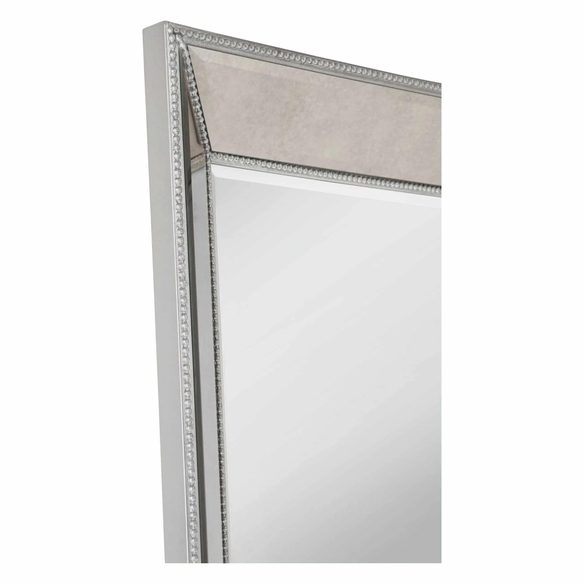 Bassett Mirror Antiqued Silver-Beaded Floor Mirror 43W x 79H