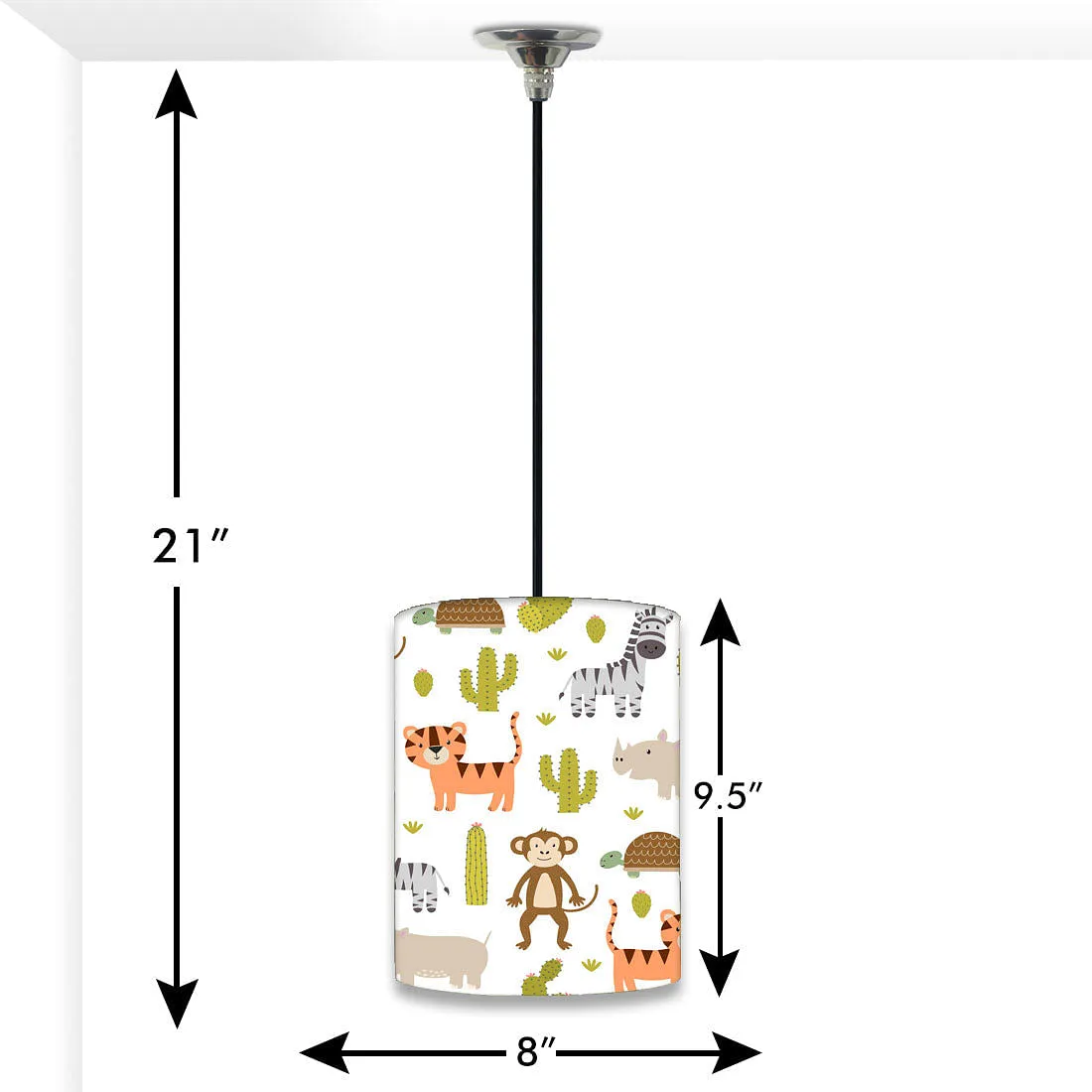 Beautiful Kids Ceiling Pendant Lamp - Monkey and Lion