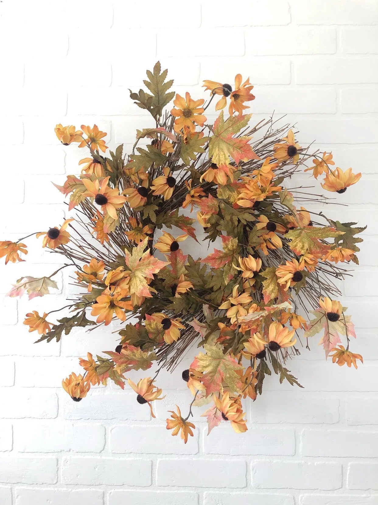 Black-Eyed Susan Fall Wreath for Front Door