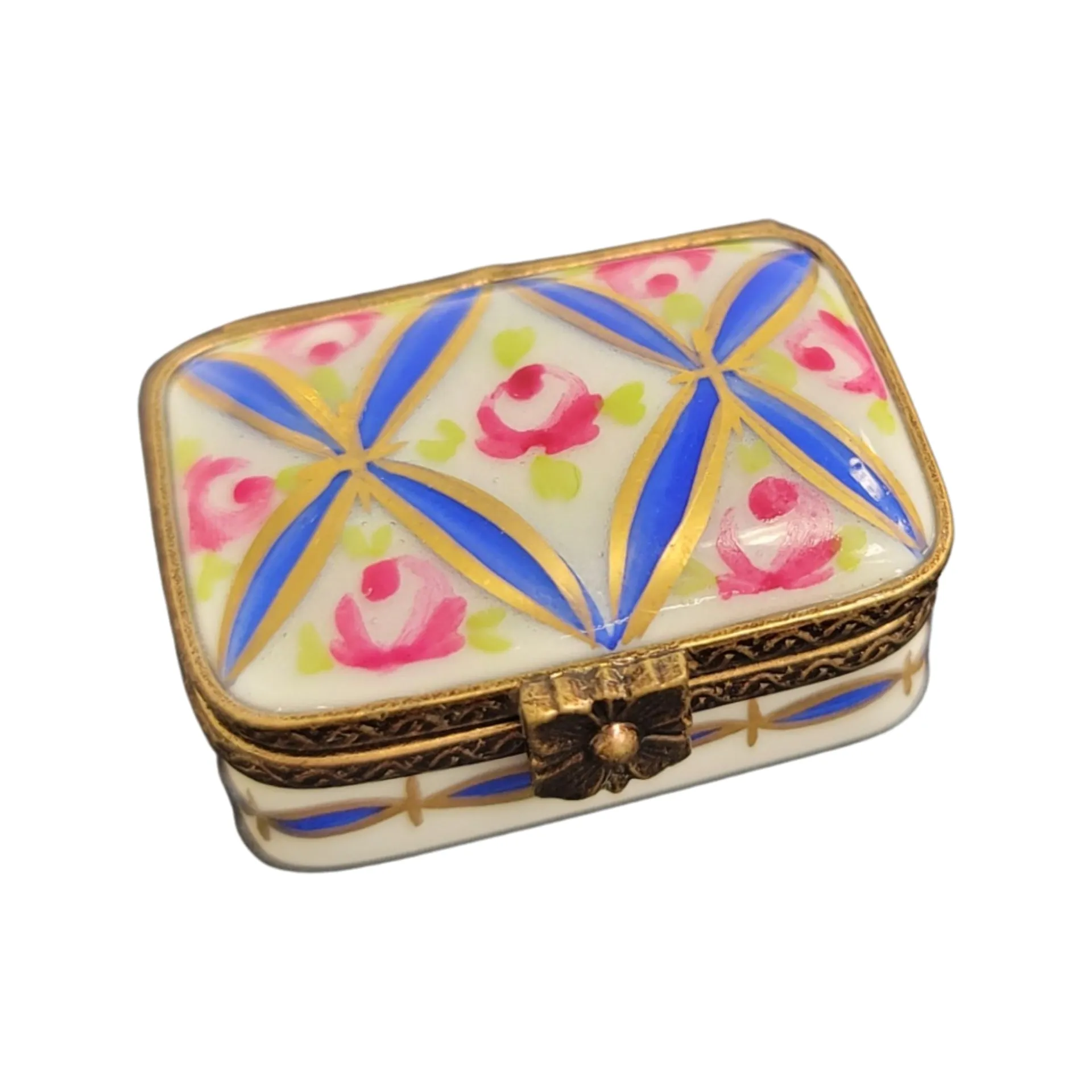 Blue Rectangle Flowers Pill