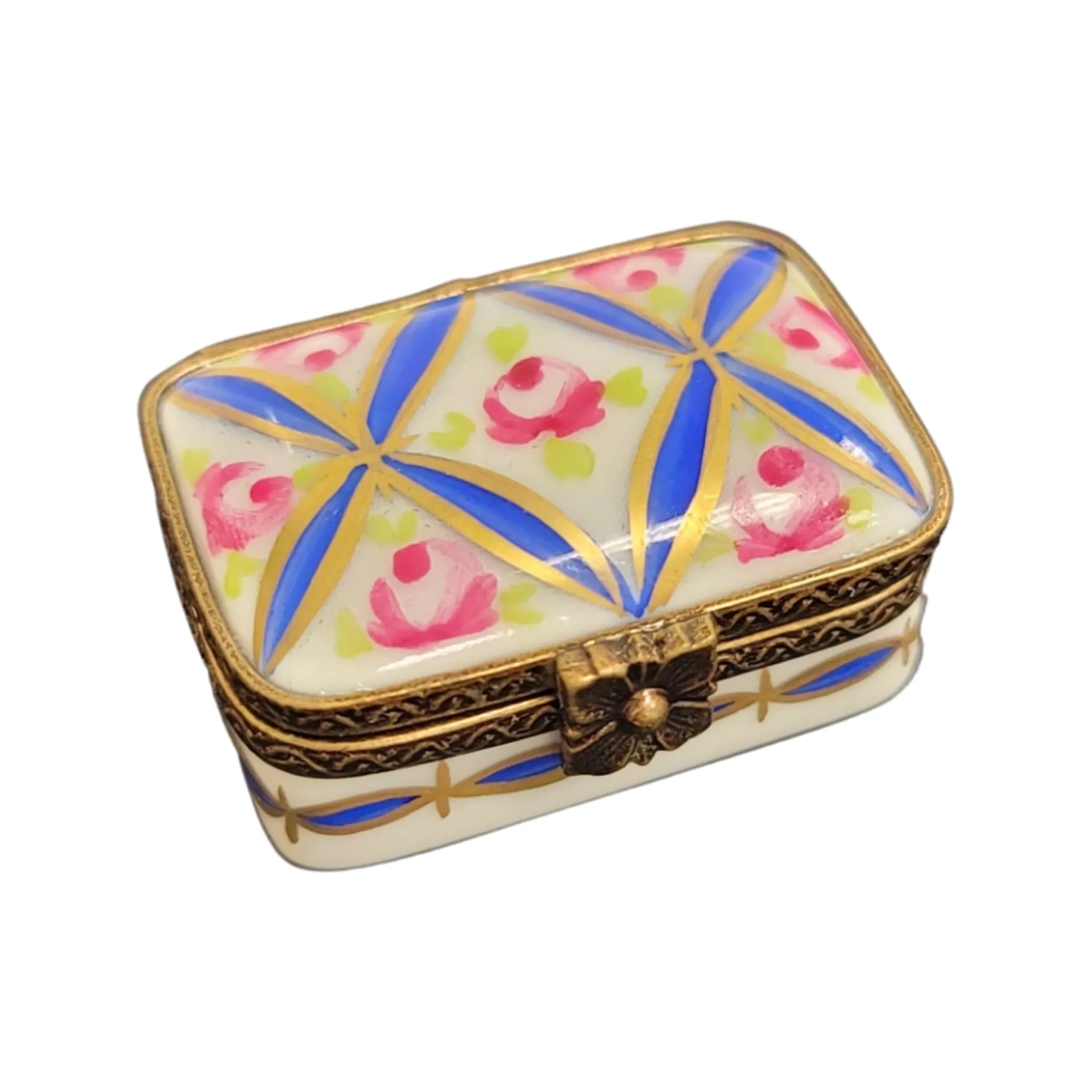 Blue Rectangle Flowers Pill