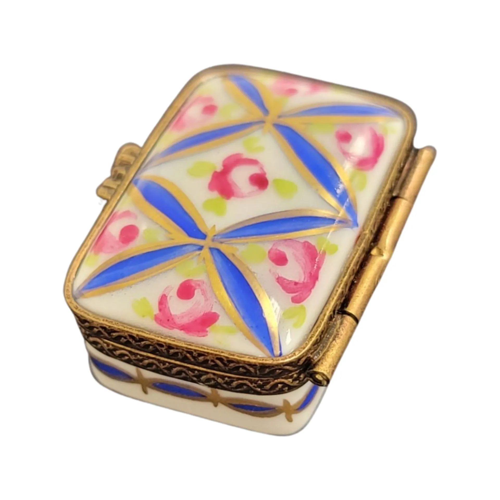 Blue Rectangle Flowers Pill
