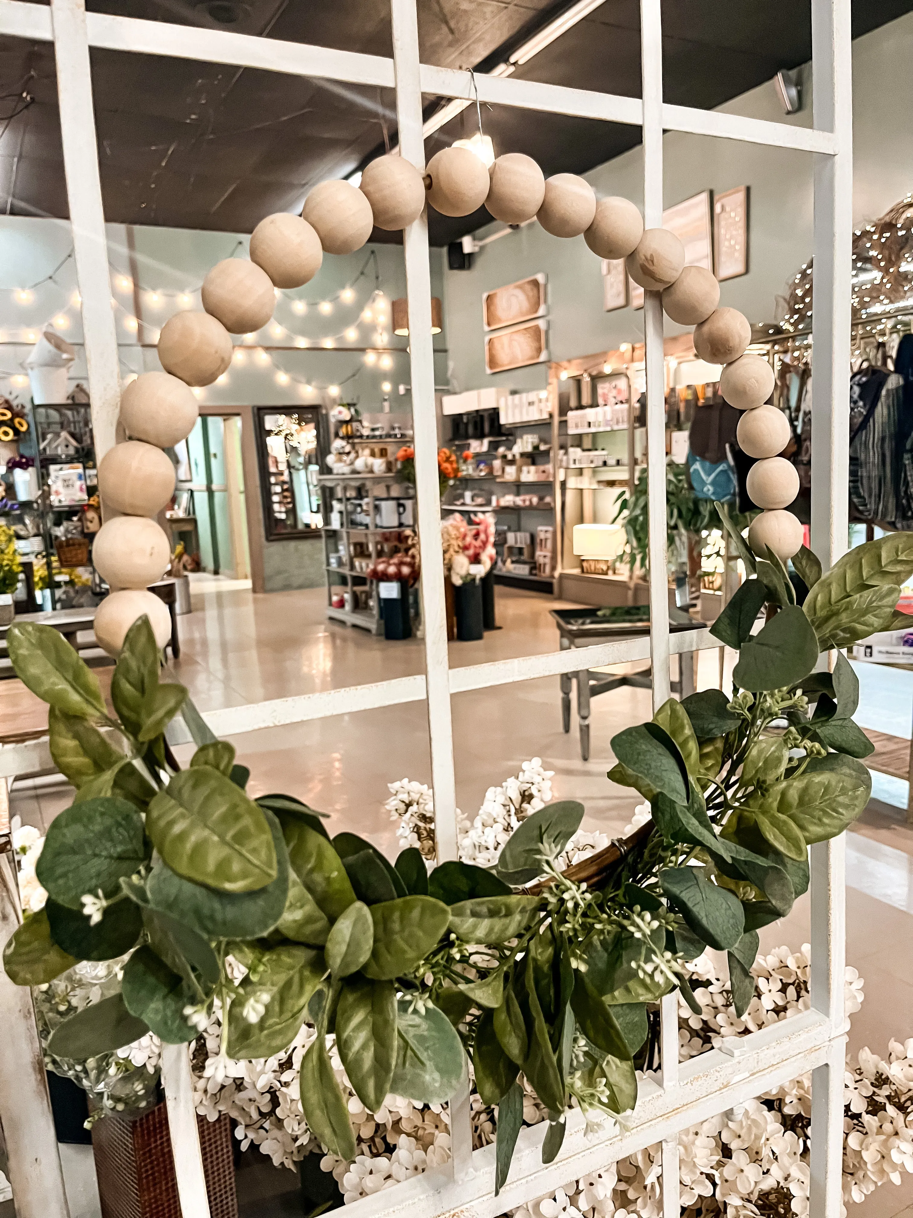 BOHO CHIC WOOD BEAD EUCALYPTUS WREATH 20" | QSE